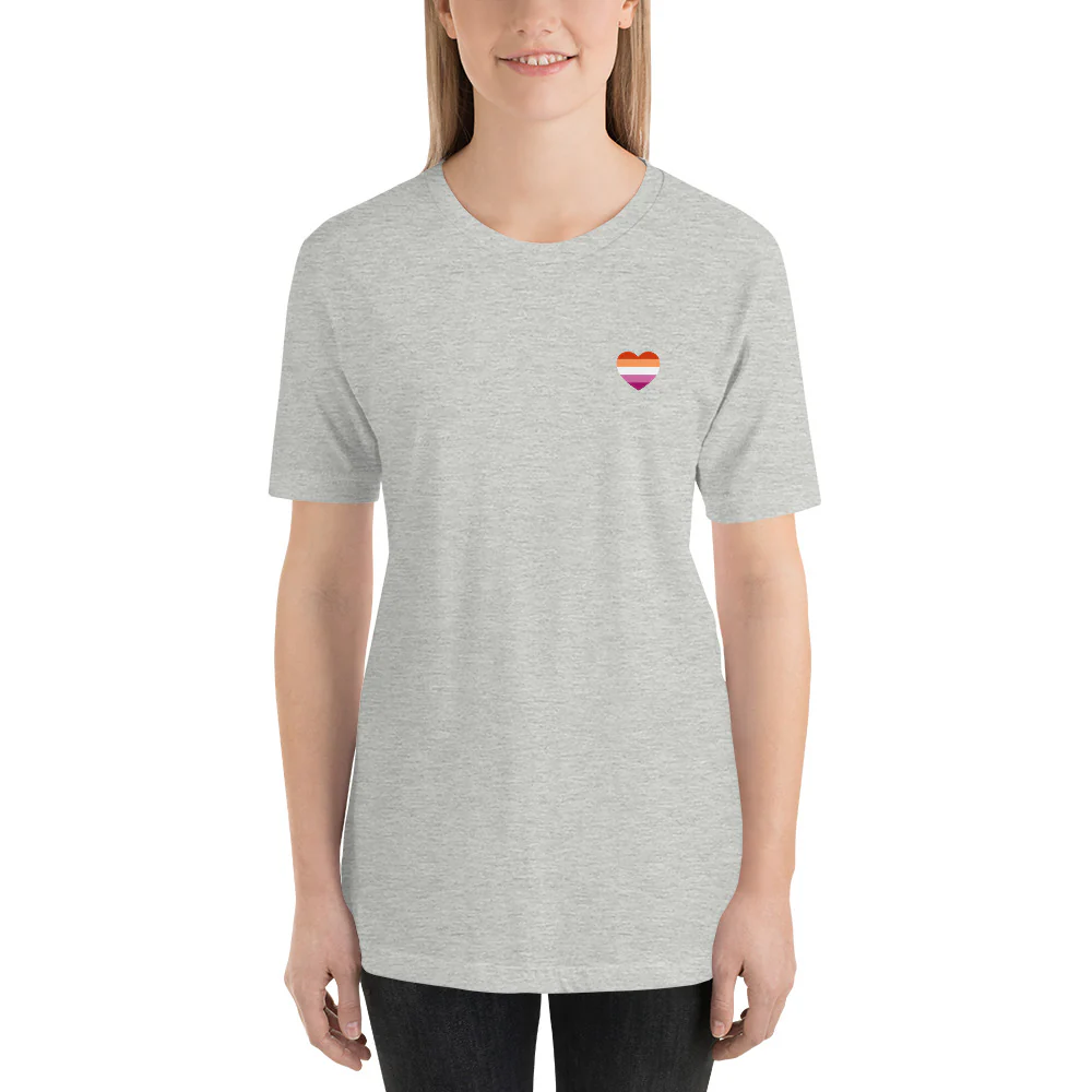 Lesbian 5 Stripe Flag Small Heart T-Shirt - Image 10