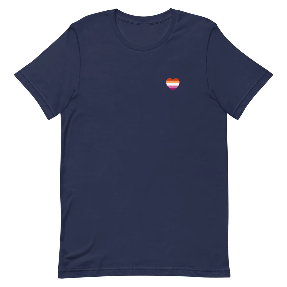 Lesbian 5 Stripe Flag Small Heart T-Shirt - Image 5