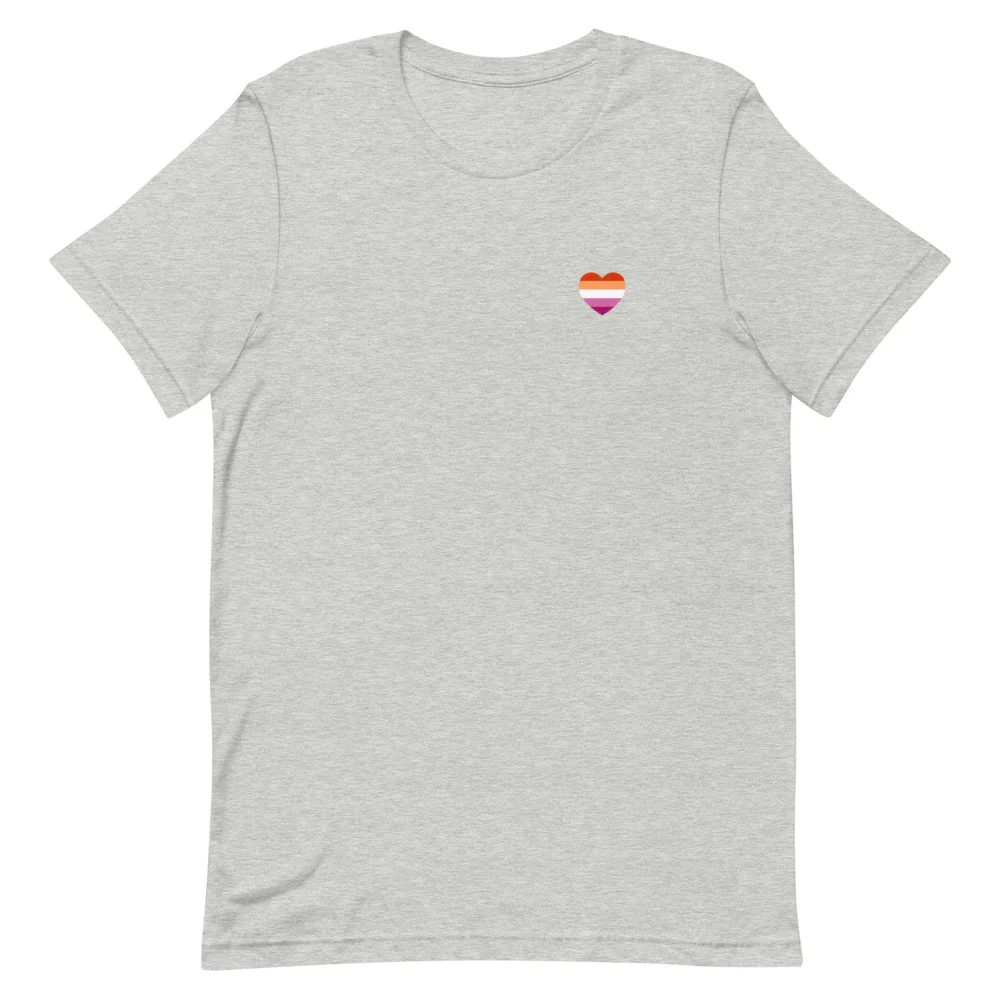 Lesbian 5 Stripe Flag Small Heart T-Shirt - Image 8