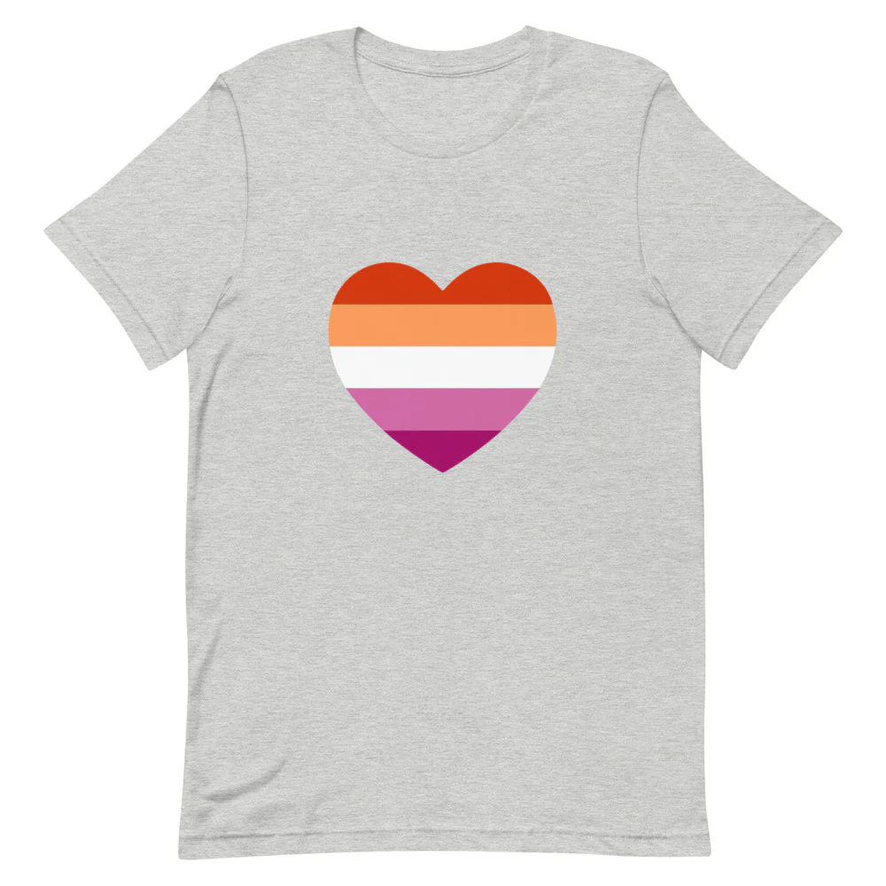 Lesbian 5 Stripe Flag Heart T-Shirt - Image 5