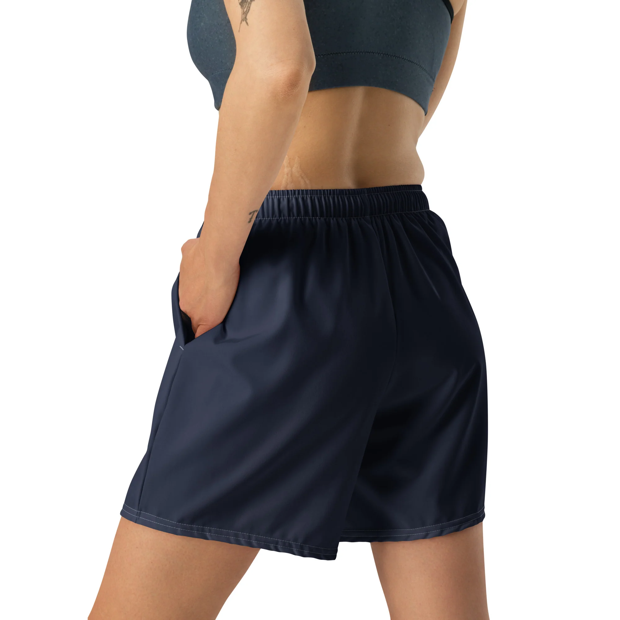 Abrosexual Pride Flag Stripe Blue Athletic Long Shorts - Image 4