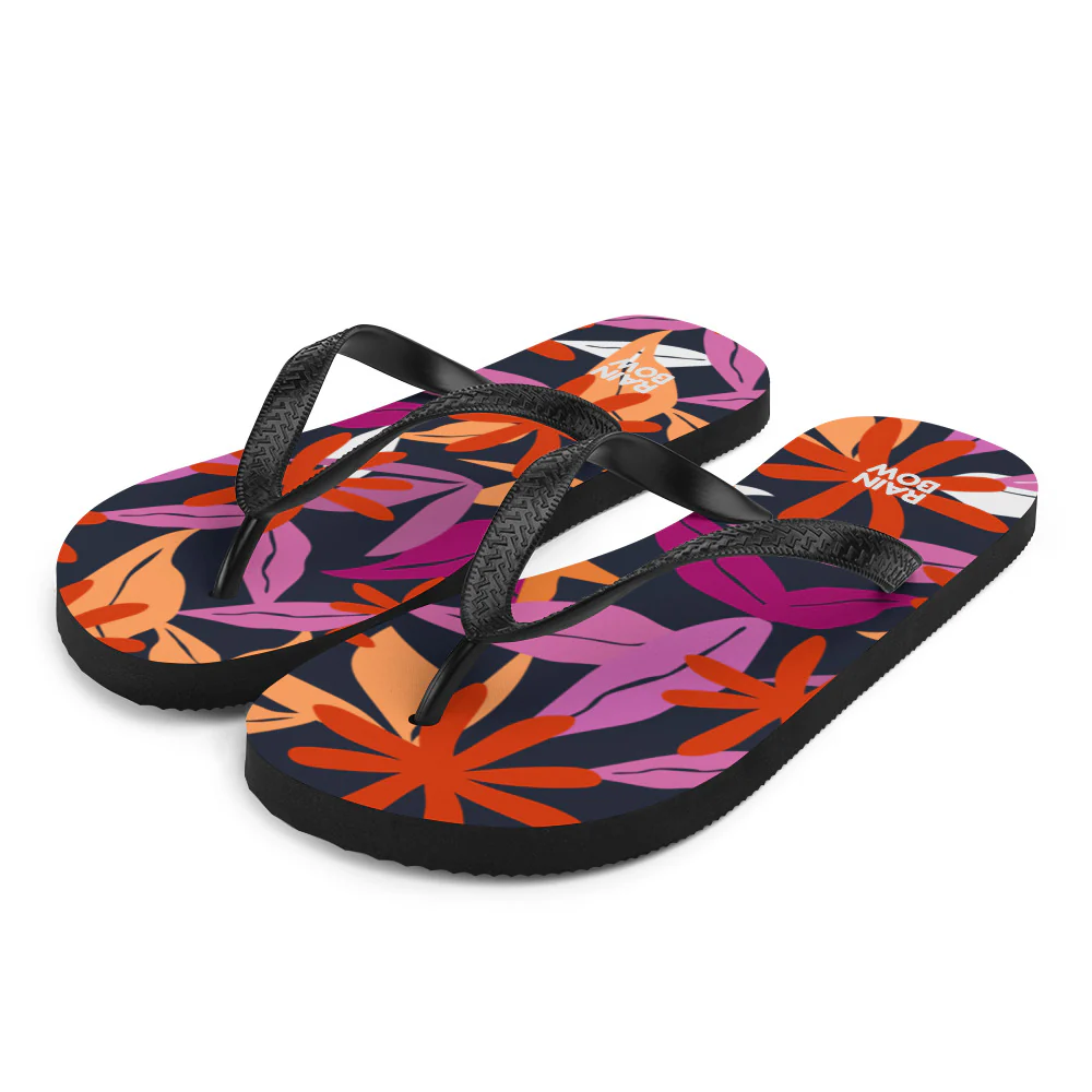 Abstract Floral Pattern Flip-Flops in Lesbian Colours - Image 2