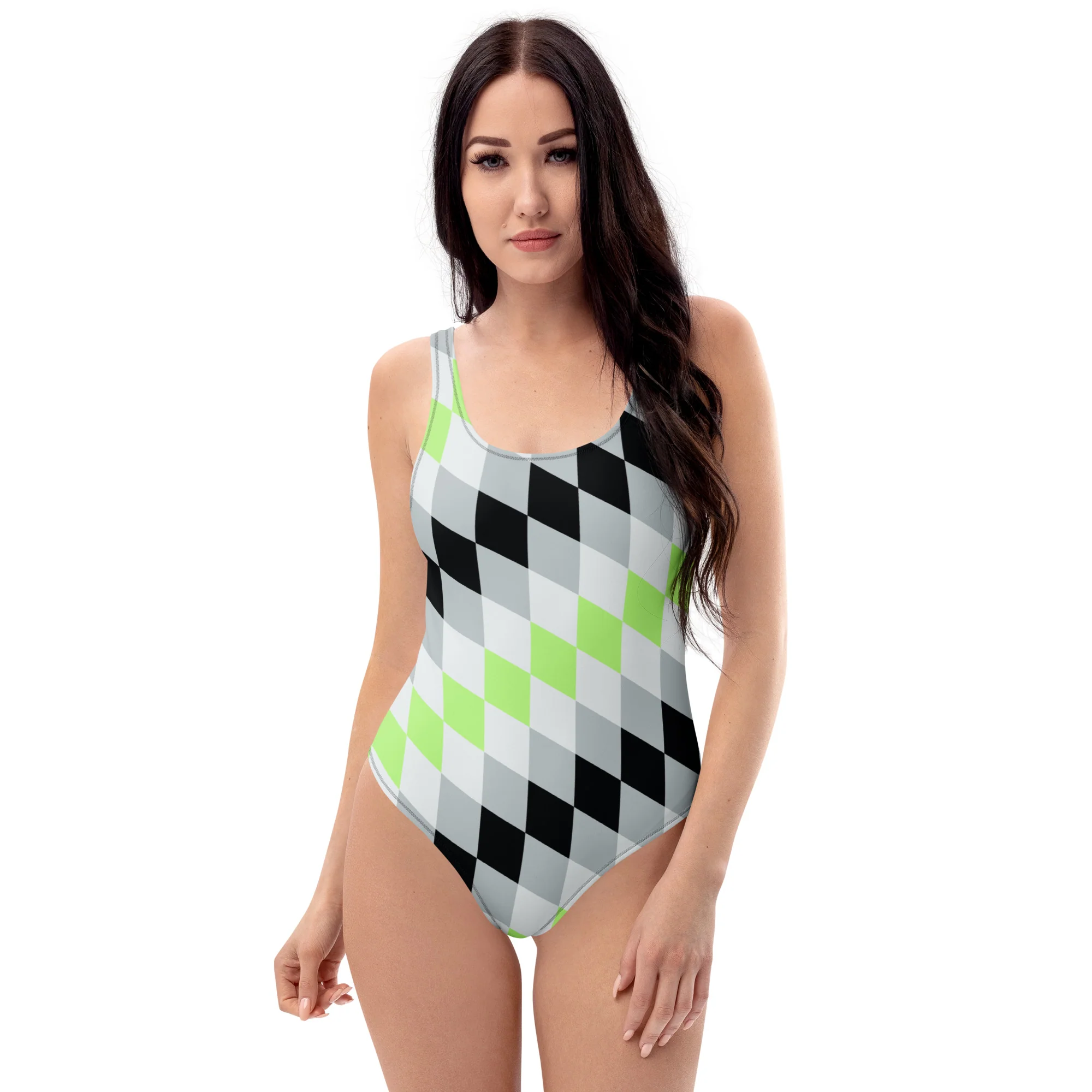 Agender Pride Flag Diamonds One-Piece Swimsuit - Image 7