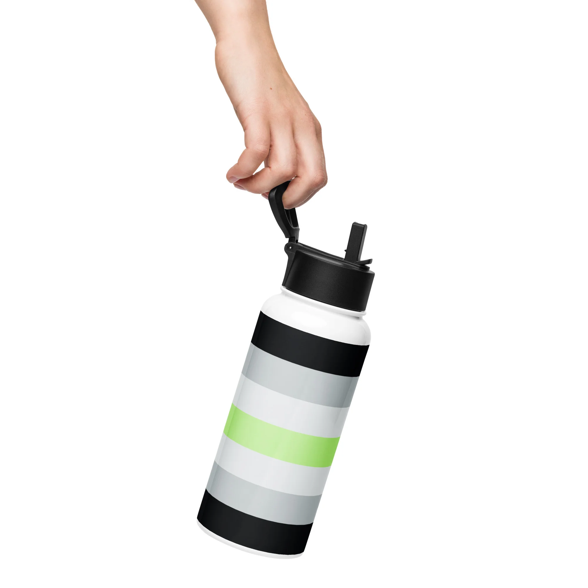 Agender Pride Flag Stainless Steel Water Bottle - Image 2