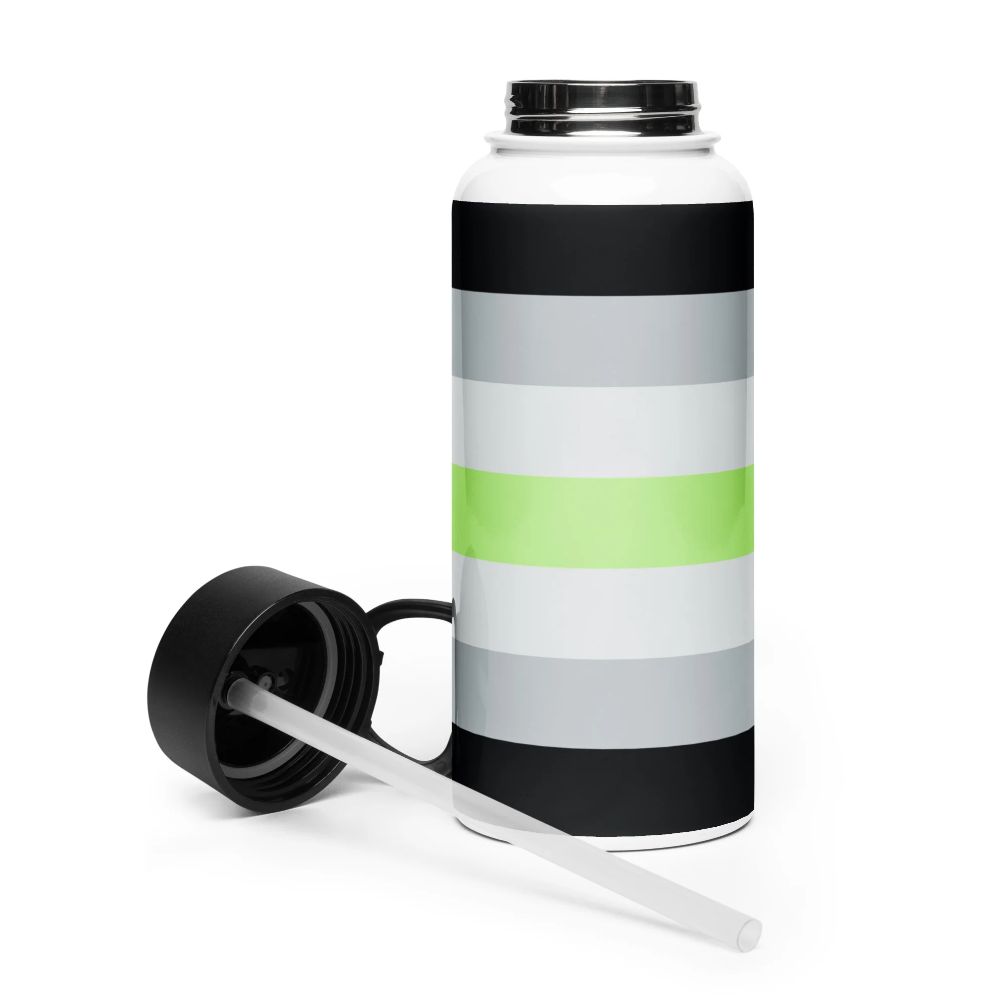 Agender Pride Flag Stainless Steel Water Bottle - Image 3