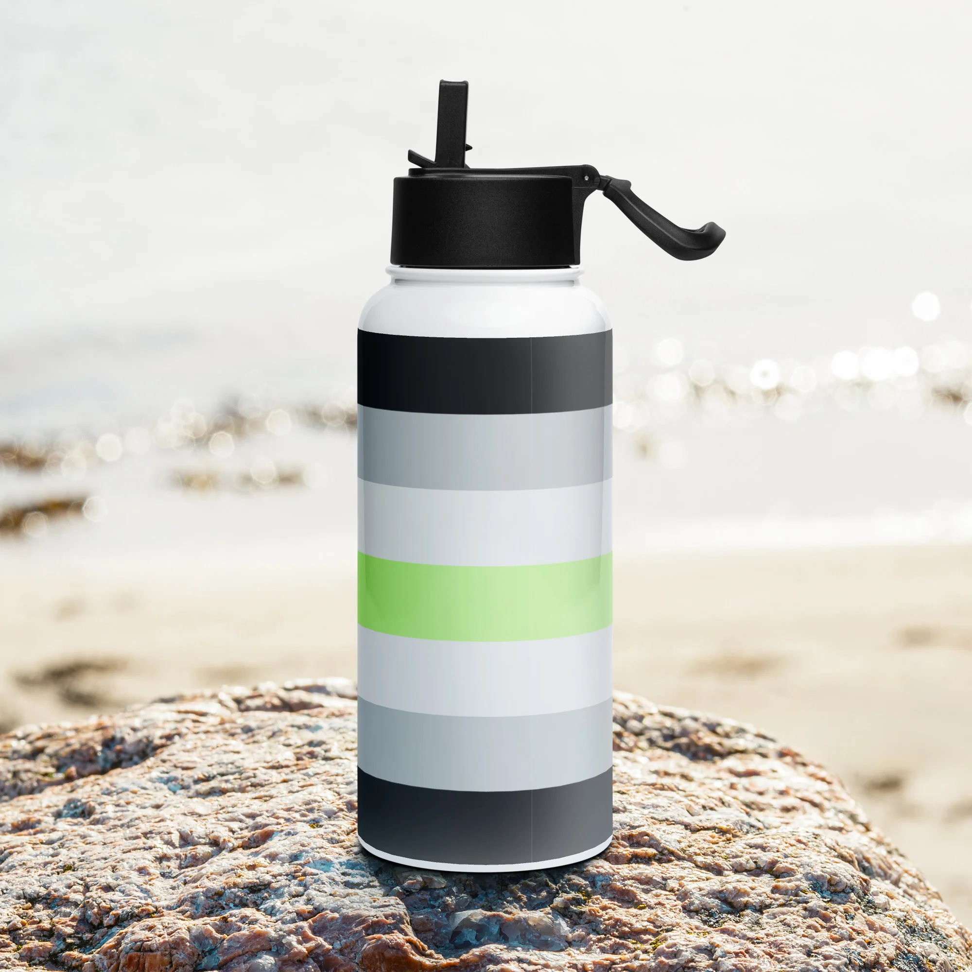 Agender Pride Flag Stainless Steel Water Bottle - Image 4