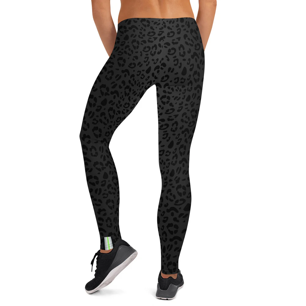 Agender Pride Flash Black Leopard Print Leggings - Image 3