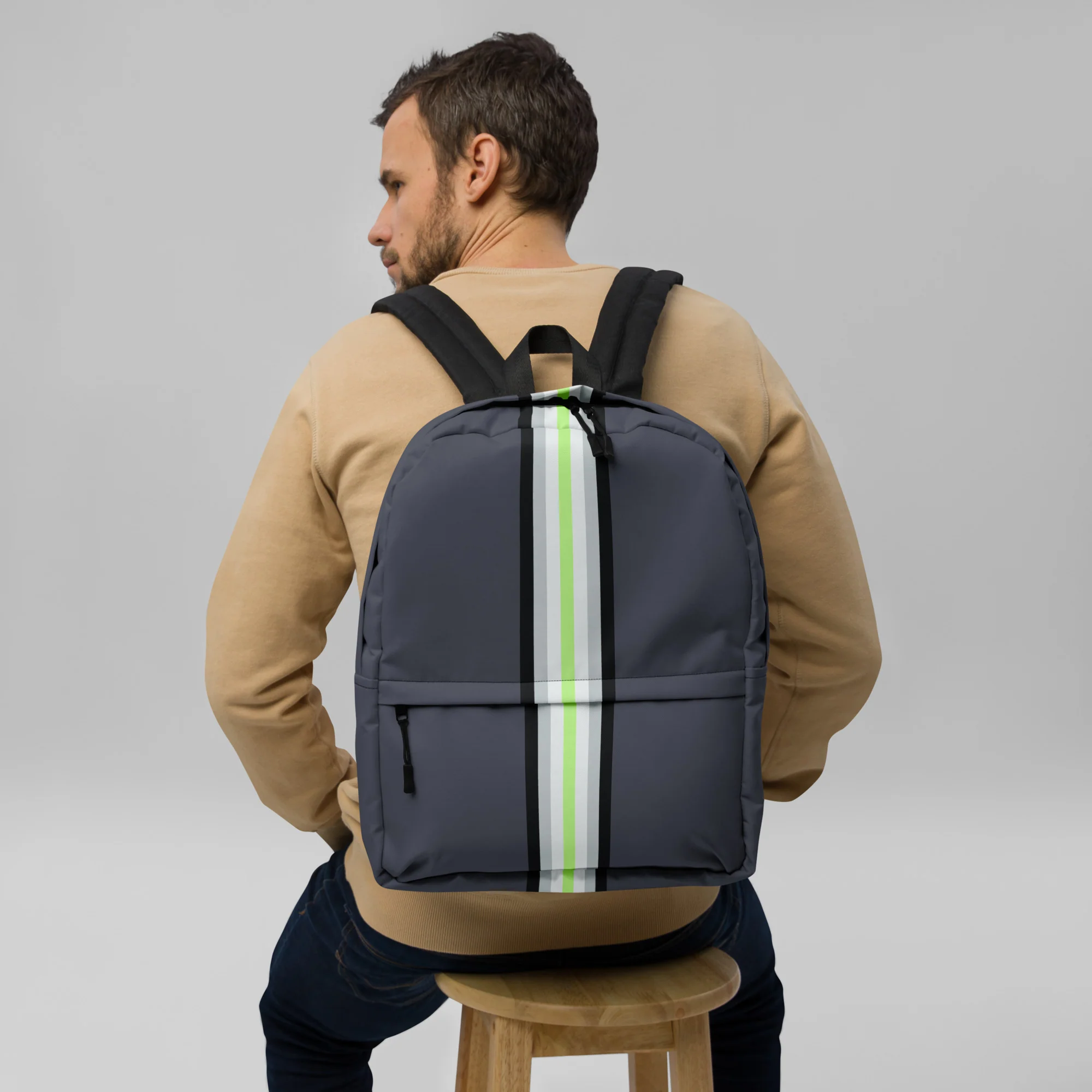 Agender Pride Stripe Backpack - Image 6