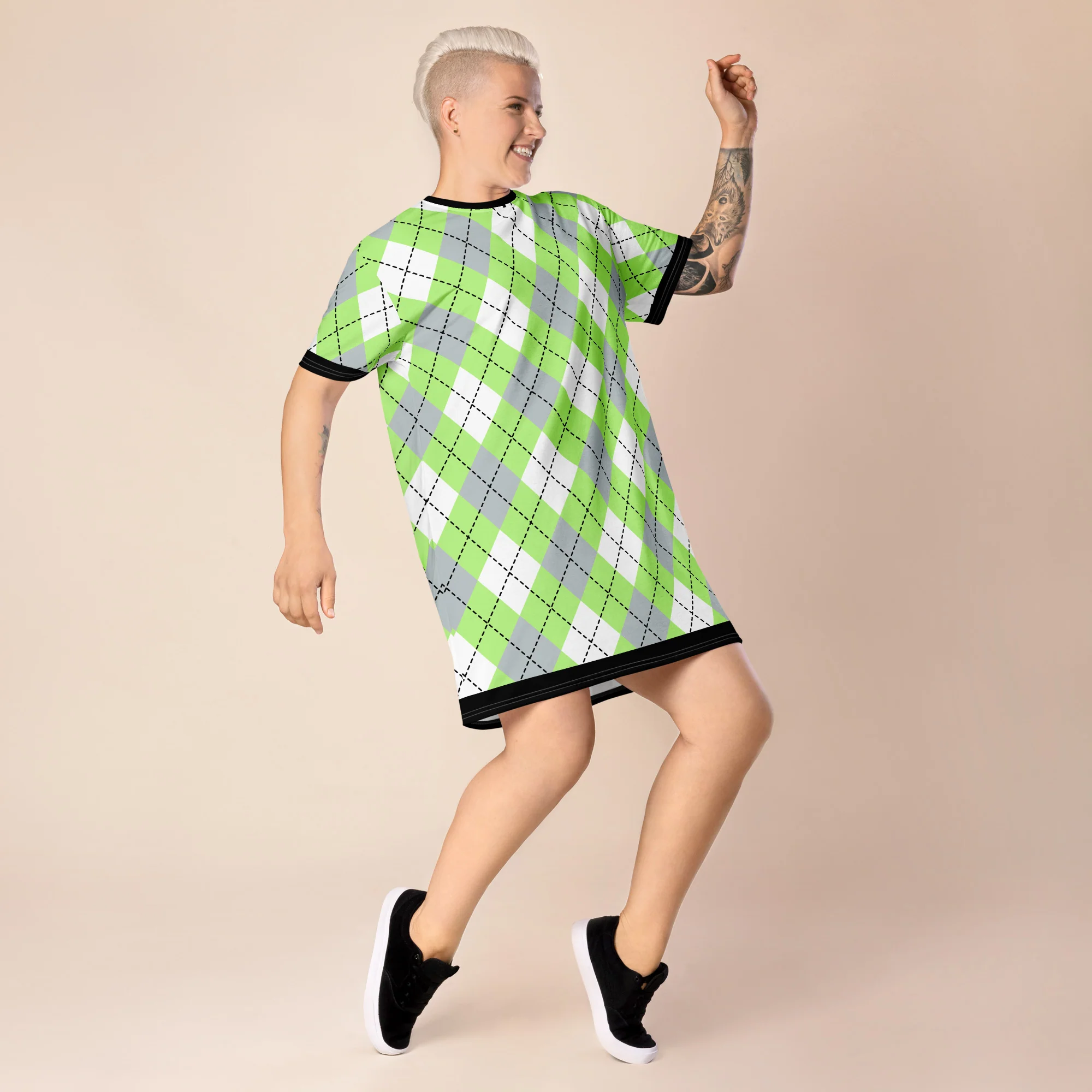 Agender Tartan T-shirt Dress - Image 5
