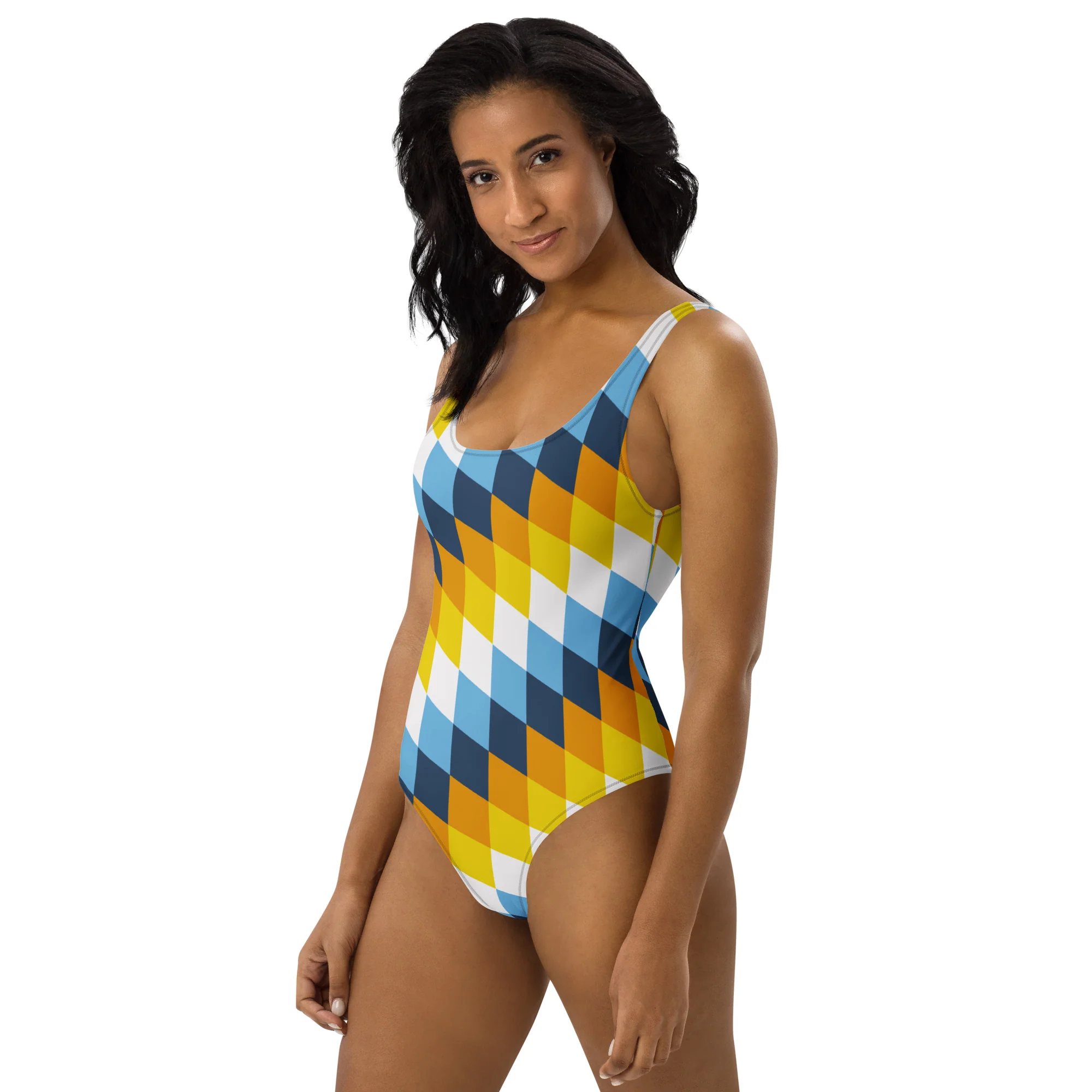 Aroace Pride Flag Diamonds One-Piece Swimsuit - Image 2