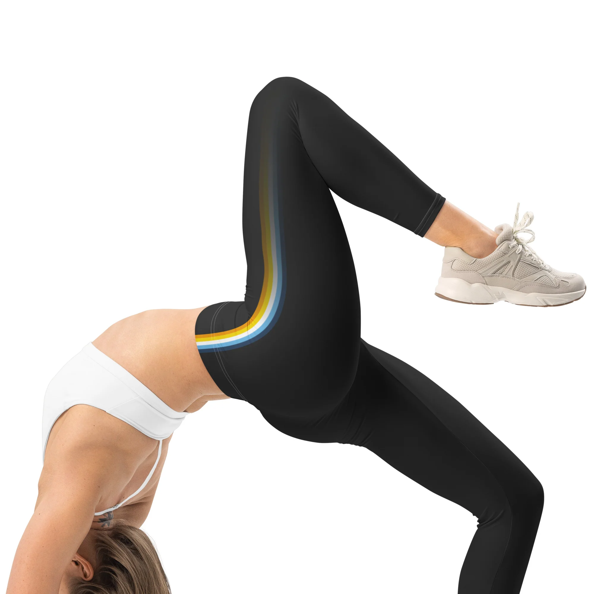 Aroace Pride Flag Fade Black Leggings - Image 3
