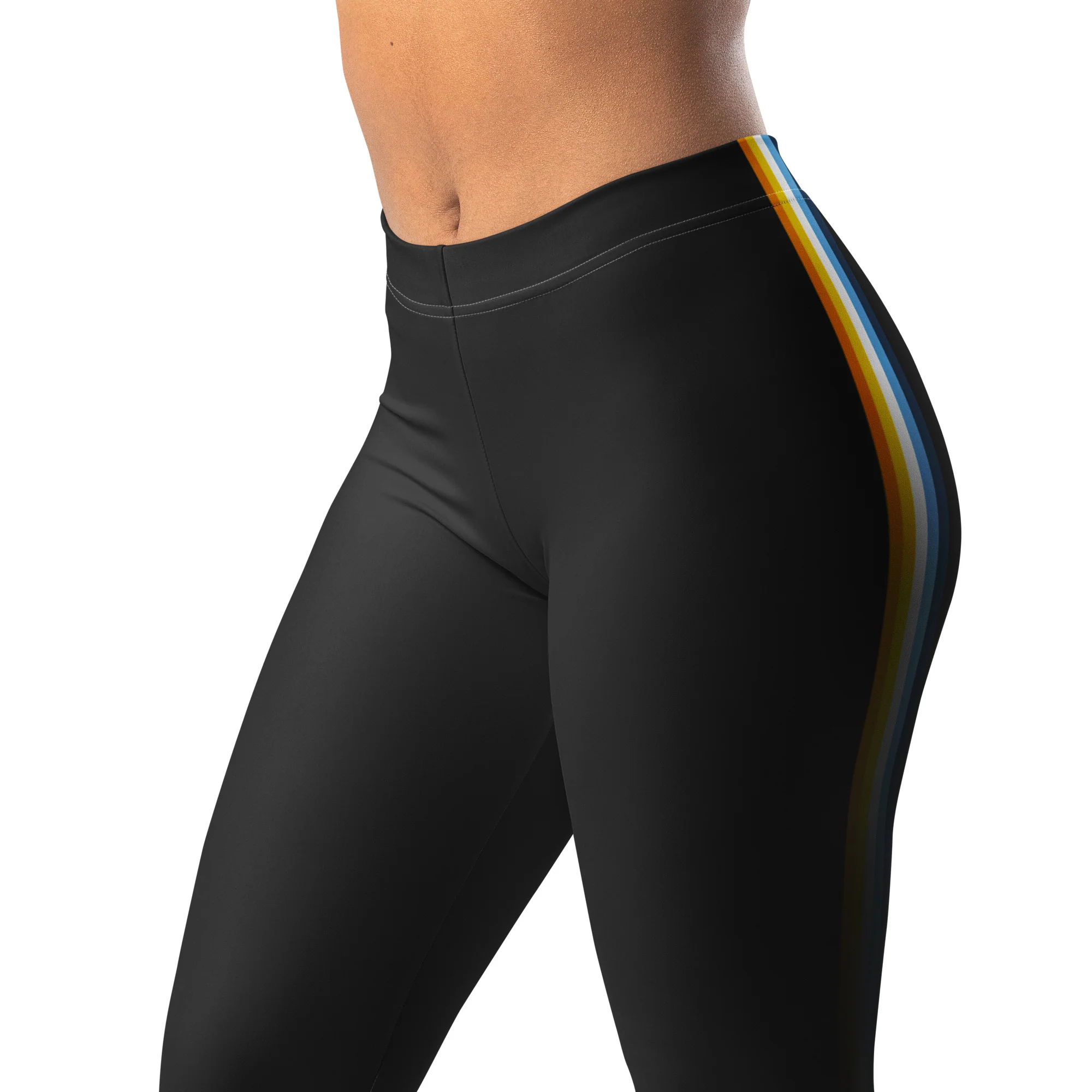 Aroace Pride Flag Fade Black Leggings - Image 4