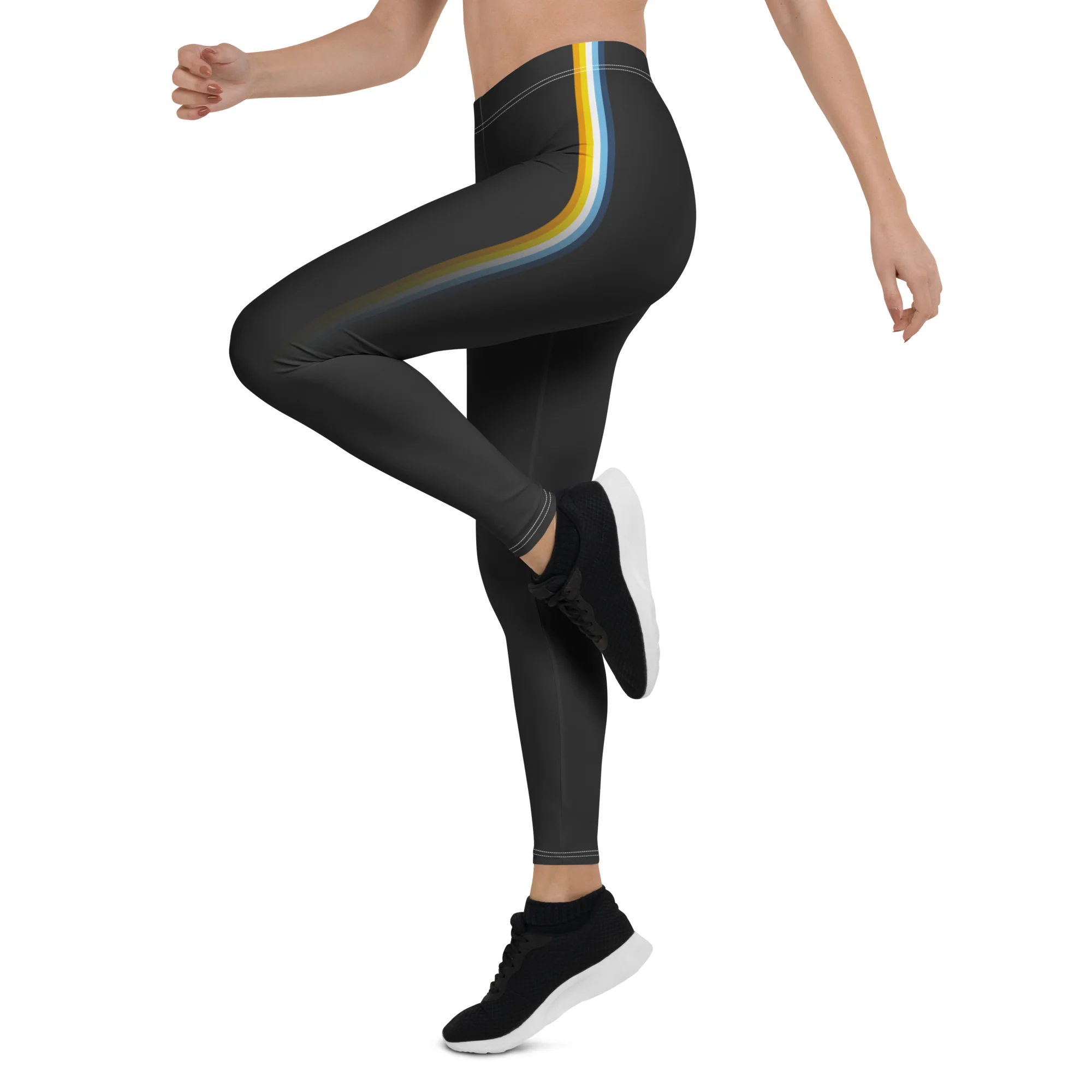 Aroace Pride Flag Fade Black Leggings - Image 7