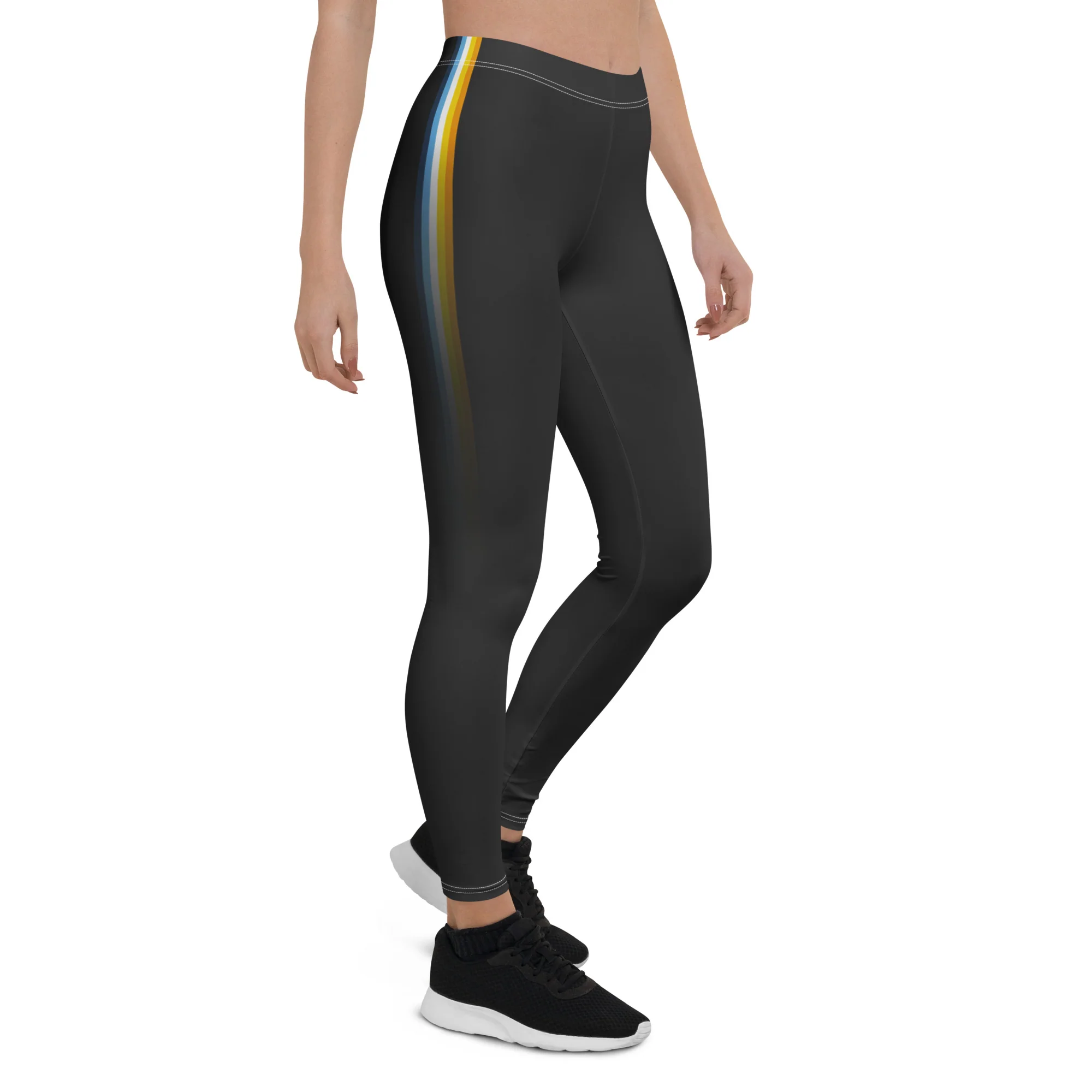 Aroace Pride Flag Fade Black Leggings - Image 8