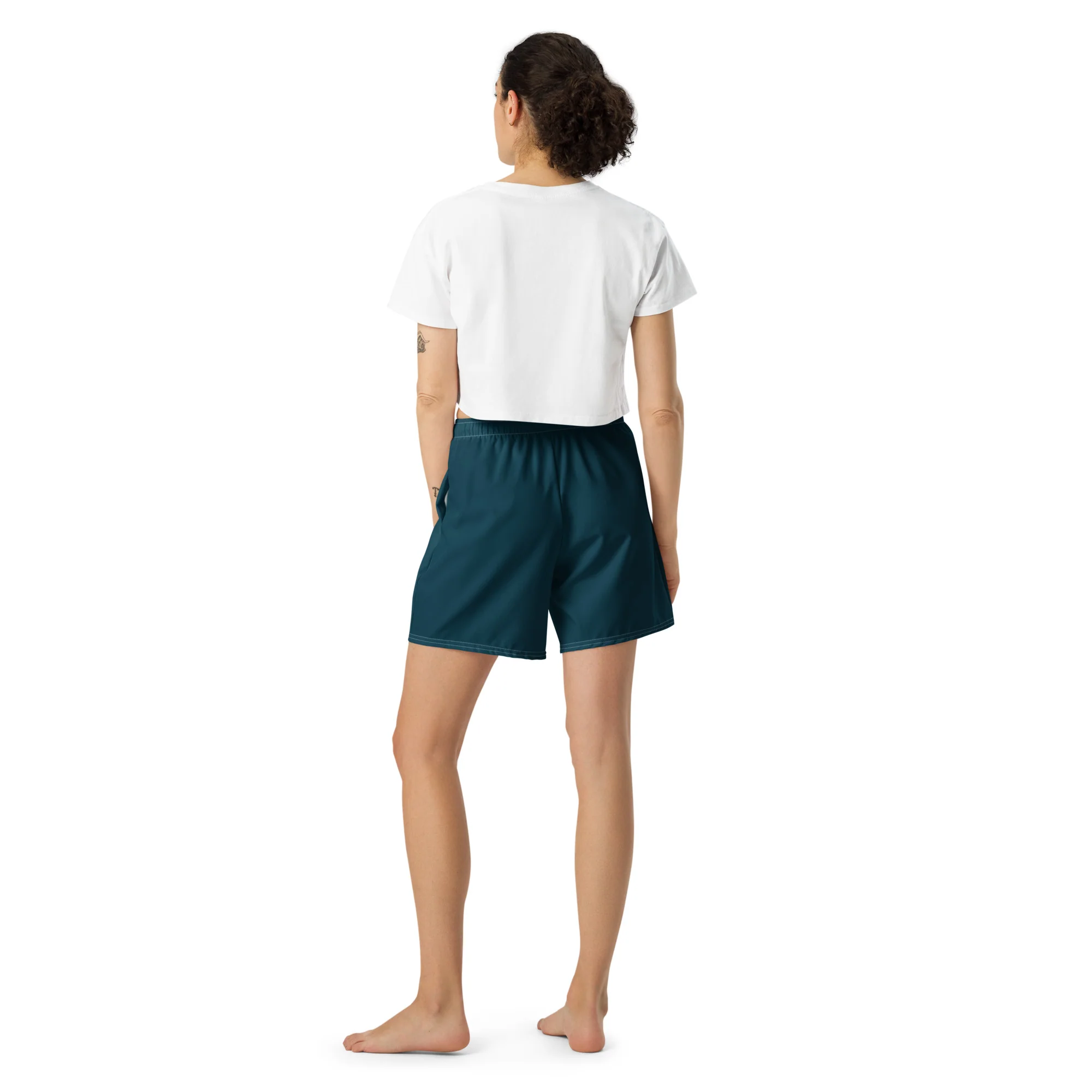 Aromantic Pride Flag Dark Green Athletic Long Shorts - Image 6