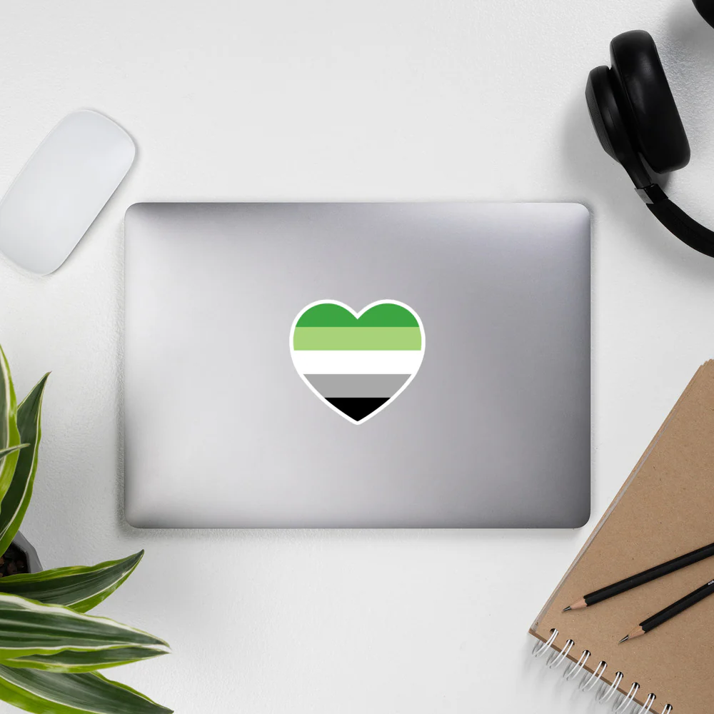 Aromantic Pride Flag Heart Sticker - Image 3