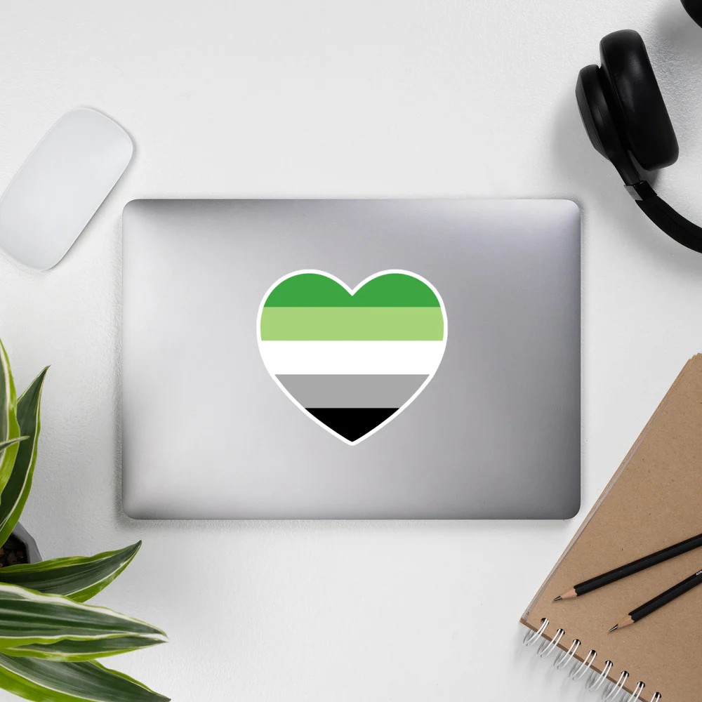 Aromantic Pride Flag Heart Sticker - Image 4