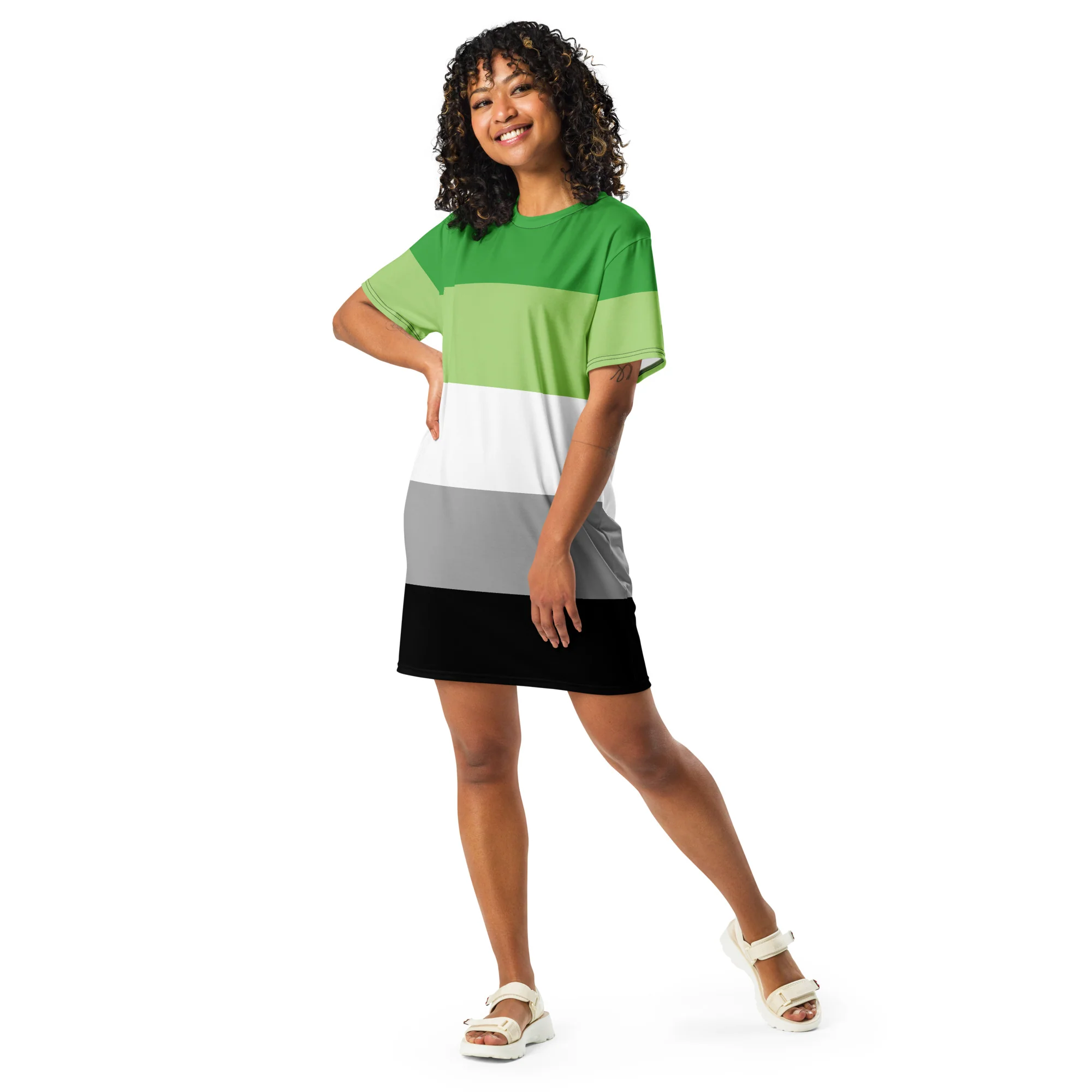 Aromantic Pride Flag T-shirt Dress - Image 2