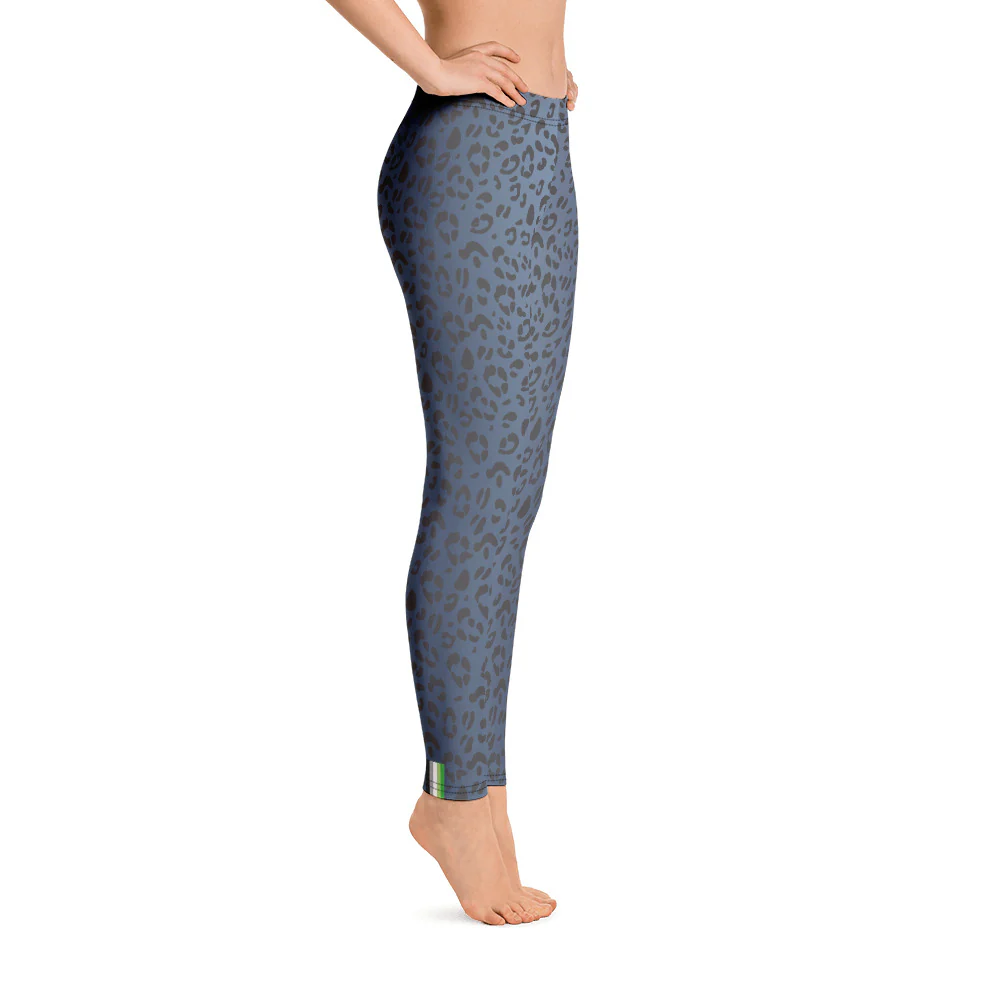 Aromantic Pride Flash Blue Leopard Print Leggings - Image 7