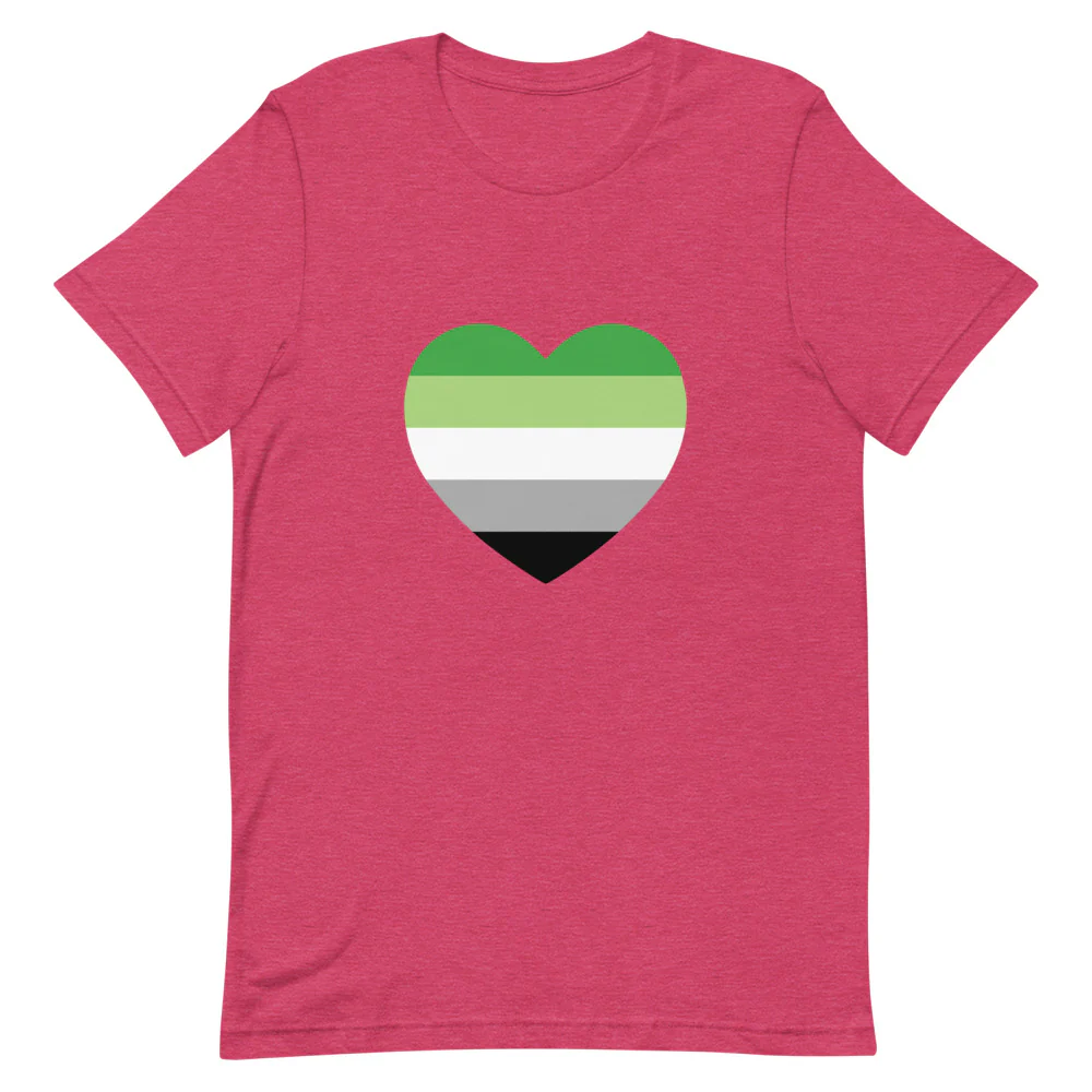 Aromantic Pride Heart T-Shirt - Image 6