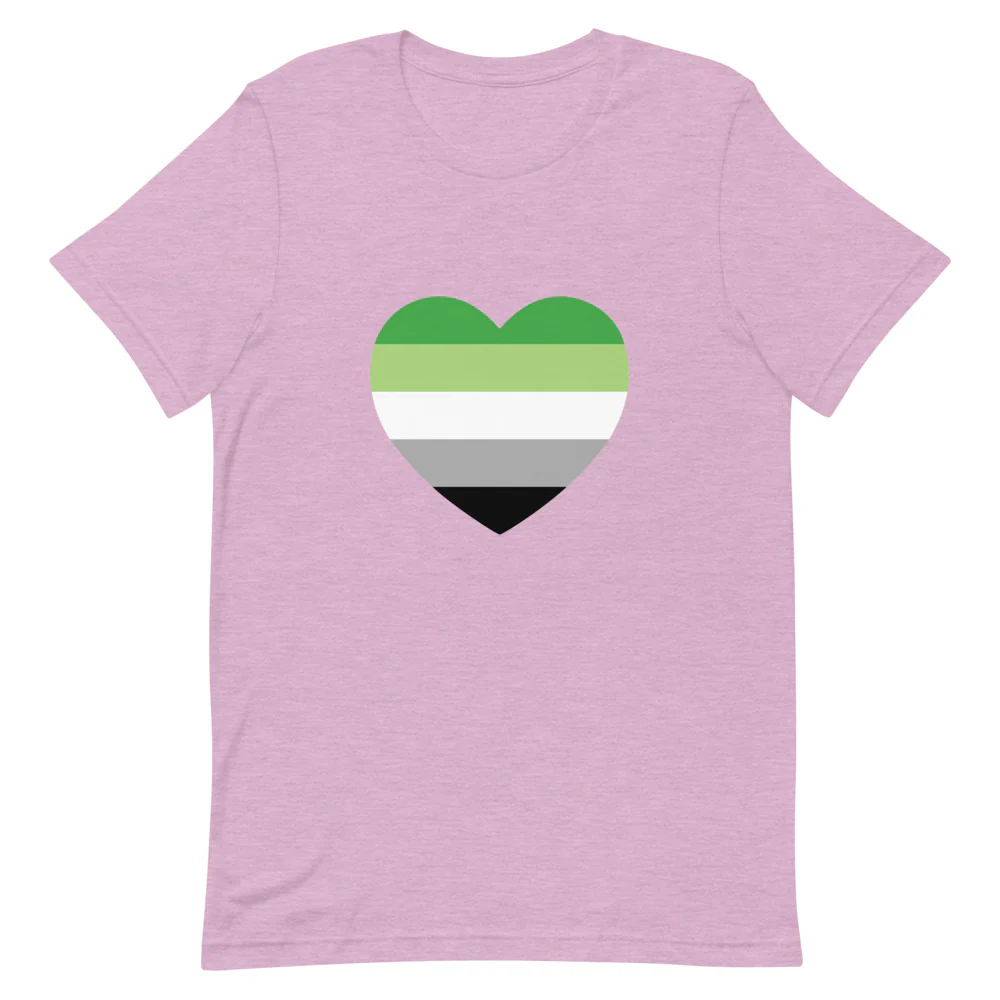 Aromantic Pride Heart T-Shirt - Image 9