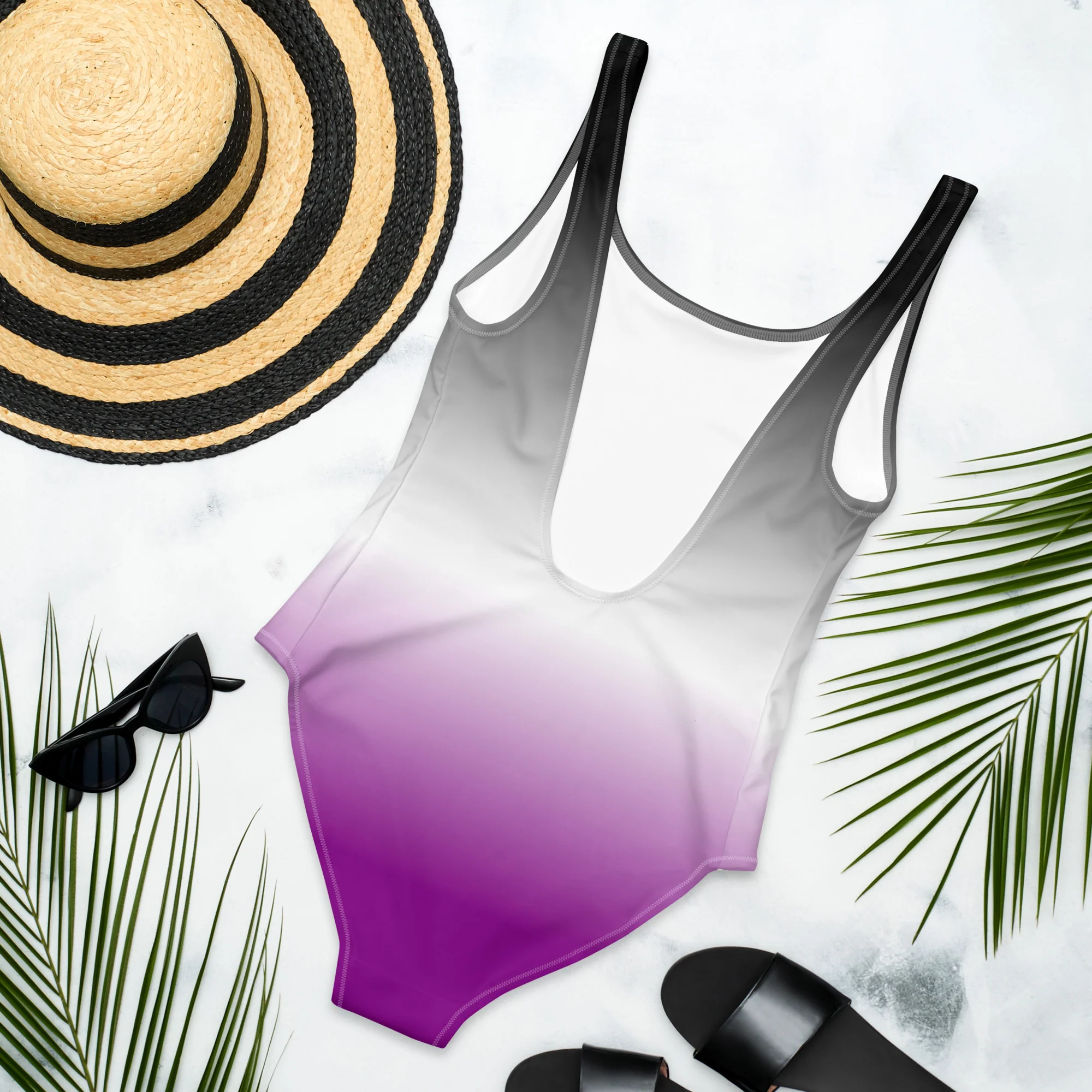 Asexual Graduated Colours One-Piece Swimsuit - Image 3