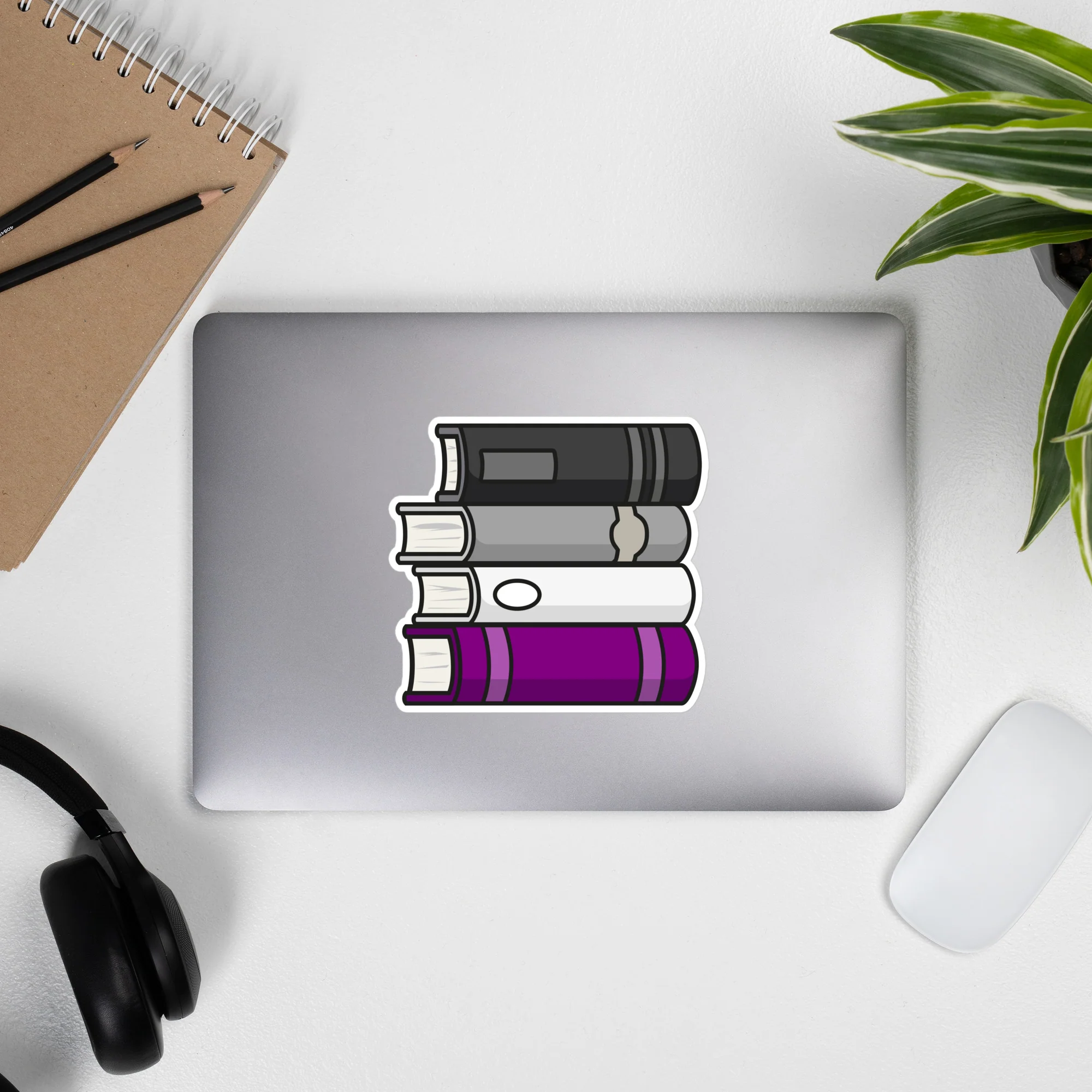 Asexual Pride Flag Book Stack Sticker - Image 4