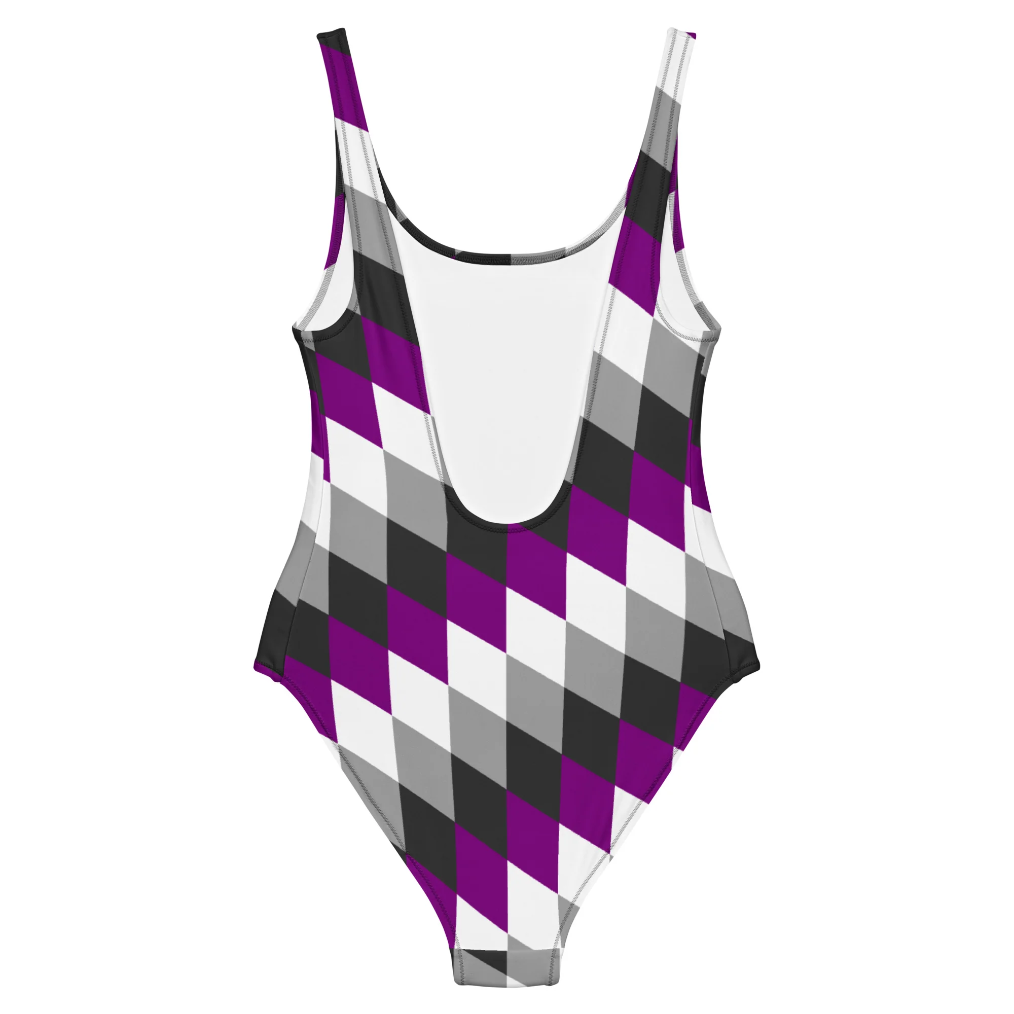 Asexual Pride Flag Diamonds One-Piece Swimsuit - Image 9