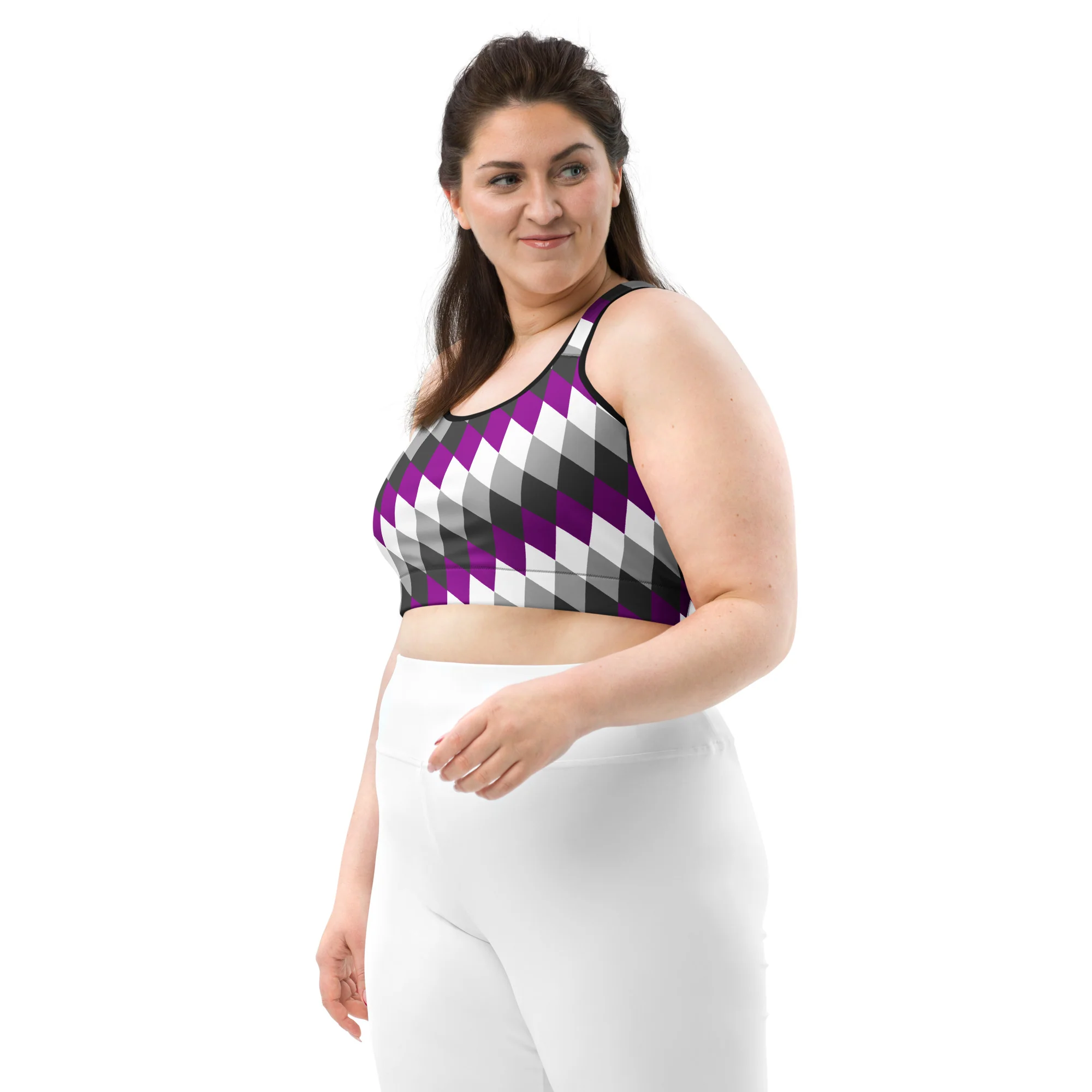 Asexual Pride Flag Diamonds Sports Bra - Image 5
