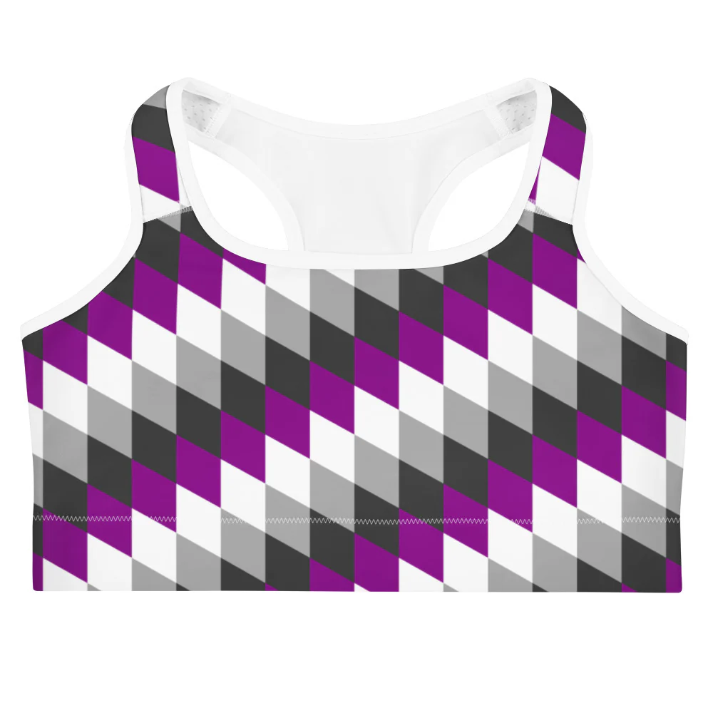 Asexual Pride Flag Diamonds Sports Bra - Image 8