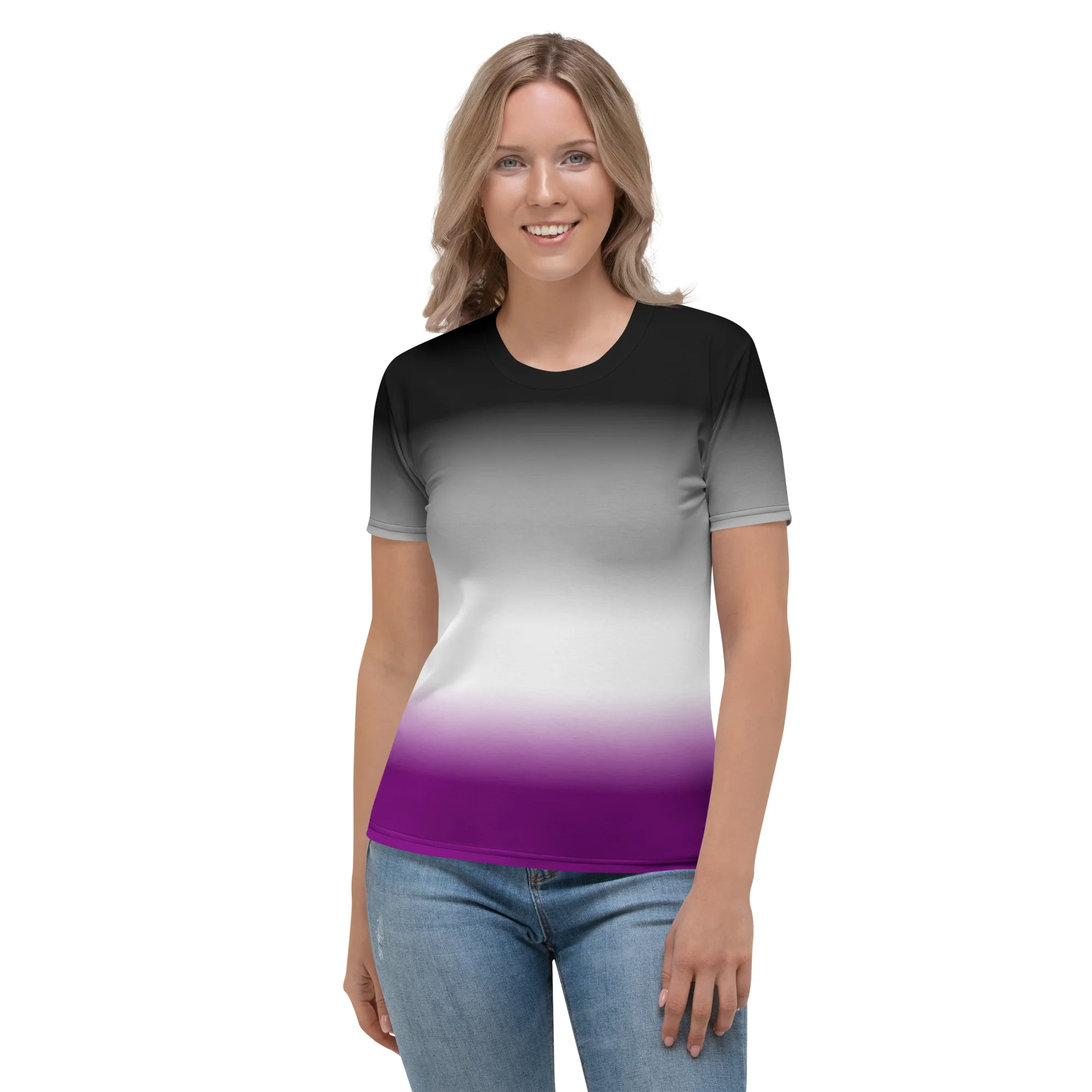 Asexual Pride Flag Ombre T-Shirt - Image 4