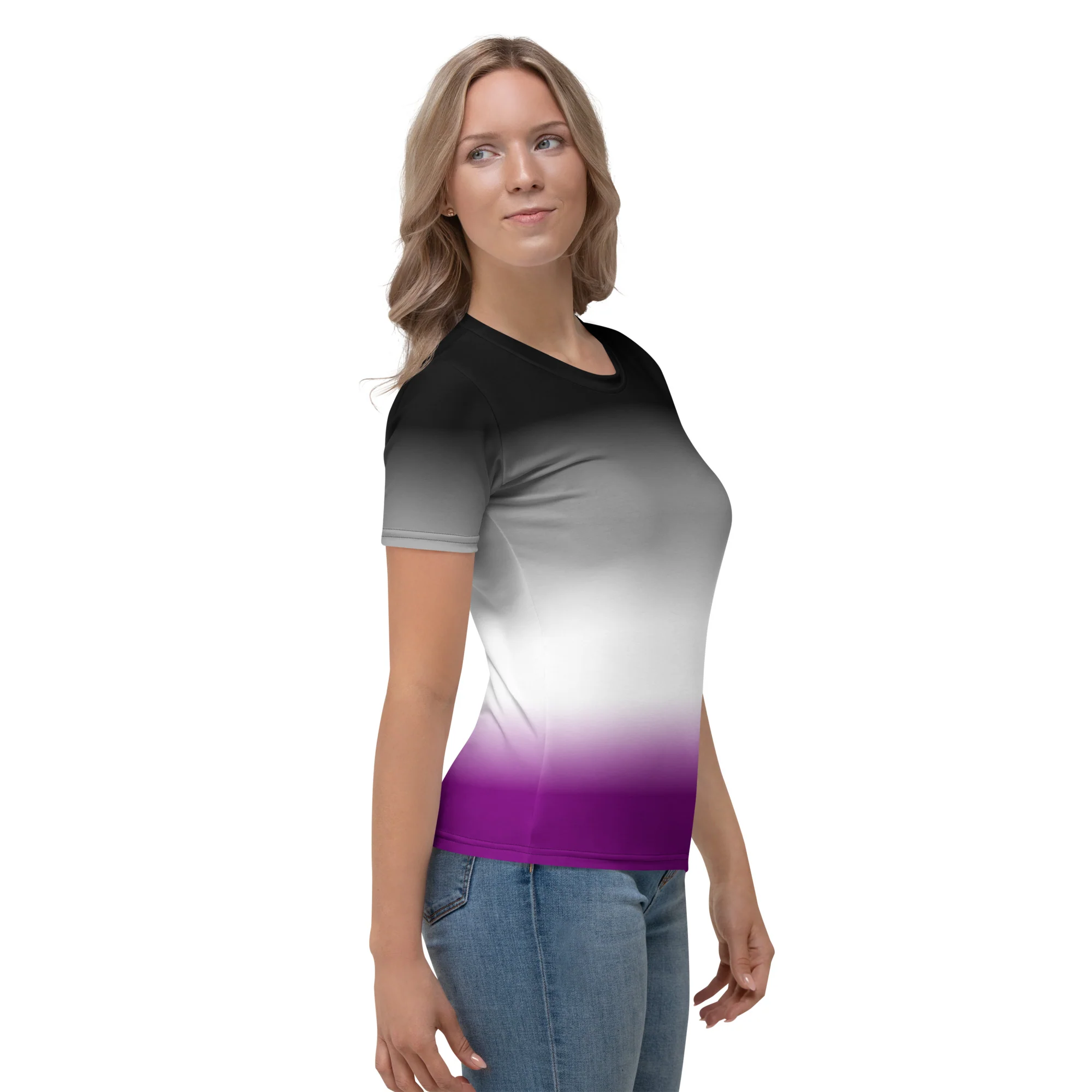 Asexual Pride Flag Ombre T-Shirt - Image 5