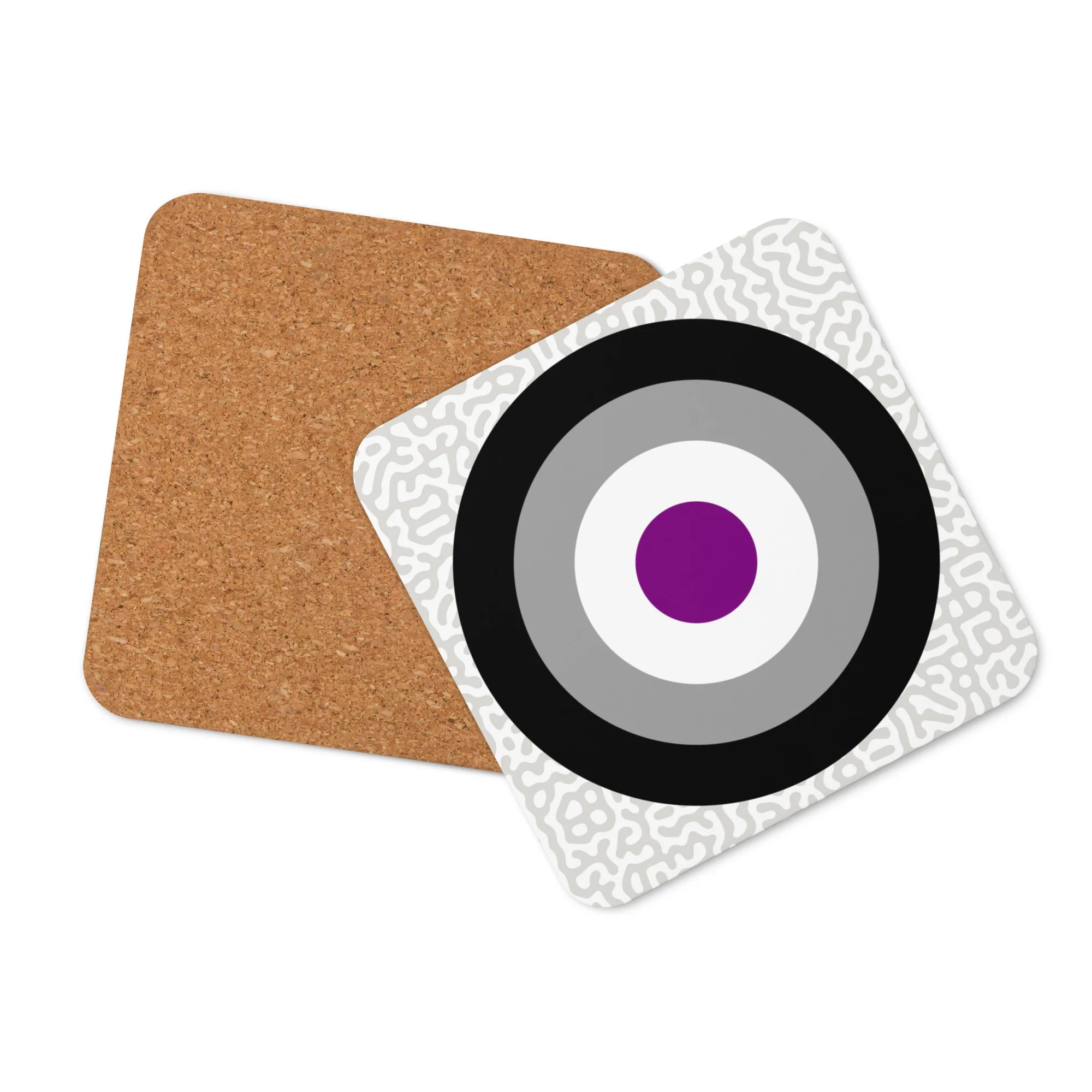 Asexual Pride Flag Roundel on Abstract Pattern Coaster - Image 3