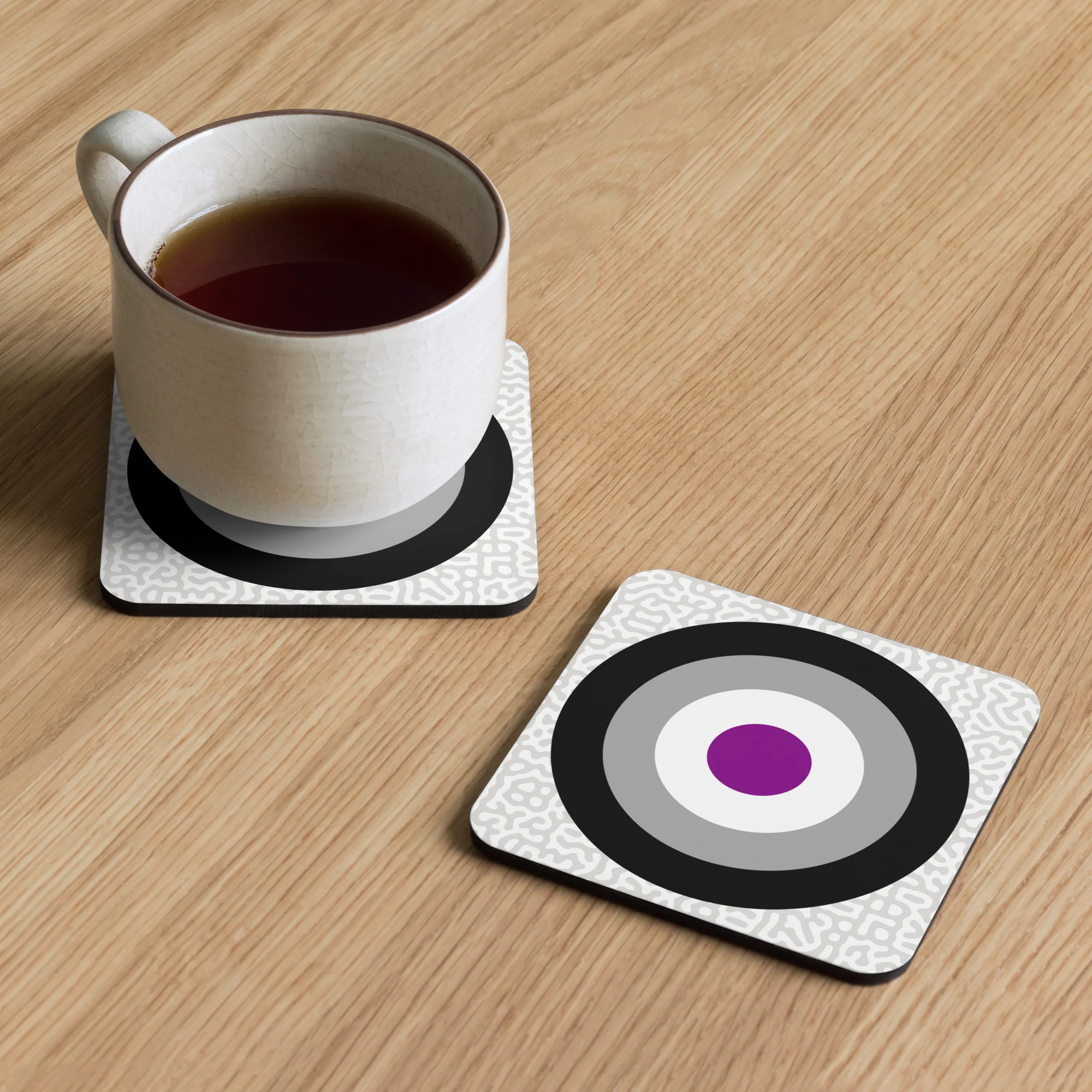 Asexual Pride Flag Roundel on Abstract Pattern Coaster - Image 5