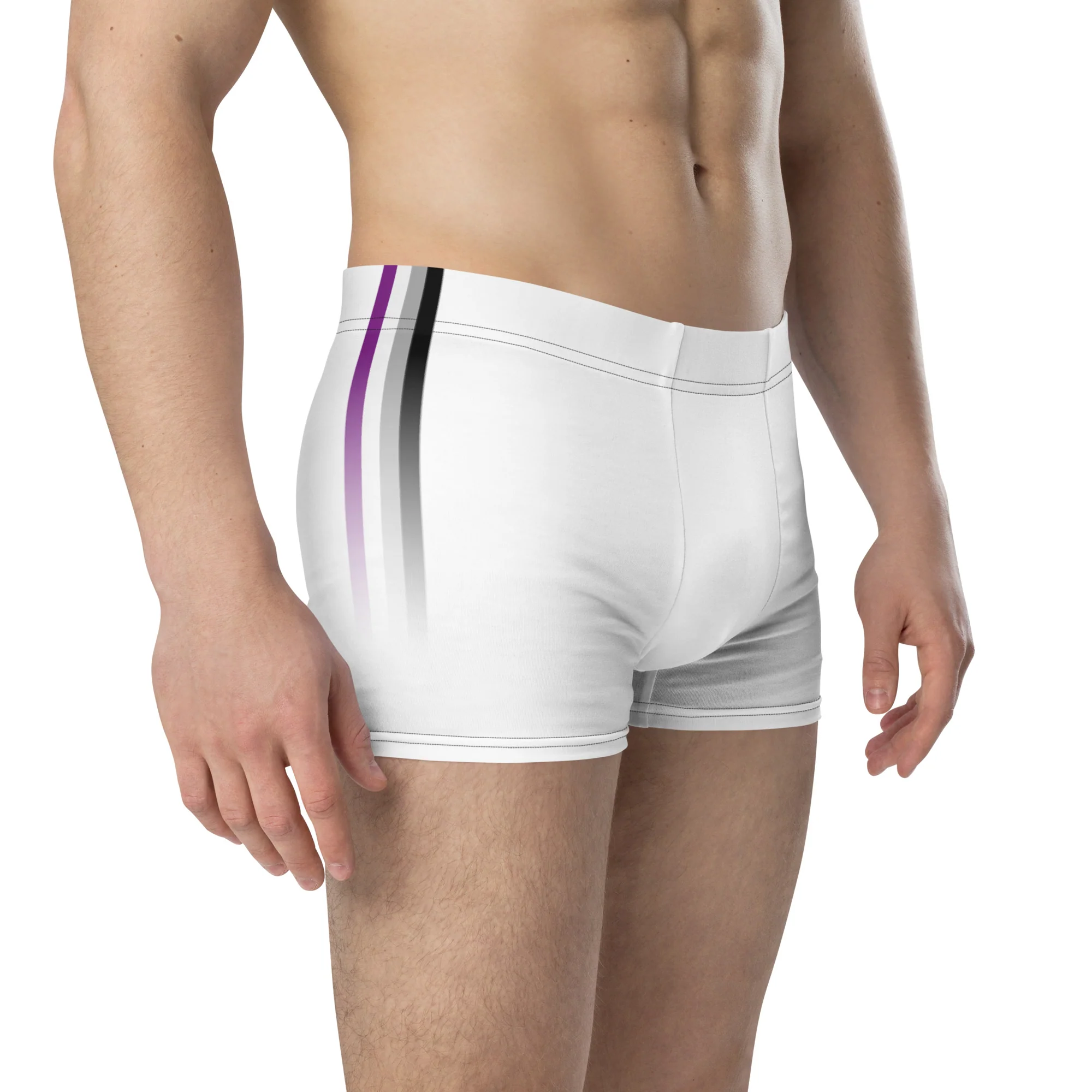 Asexual Pride Flag Side Stripe Fade White Boxer Briefs - Image 3