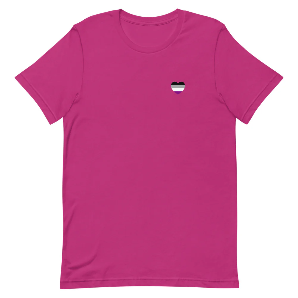 Asexual Pride Flag Small Heart T-Shirt - Image 4
