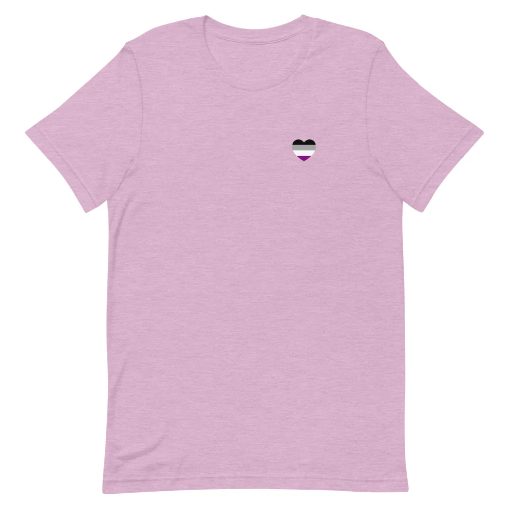 Asexual Pride Flag Small Heart T-Shirt - Image 7