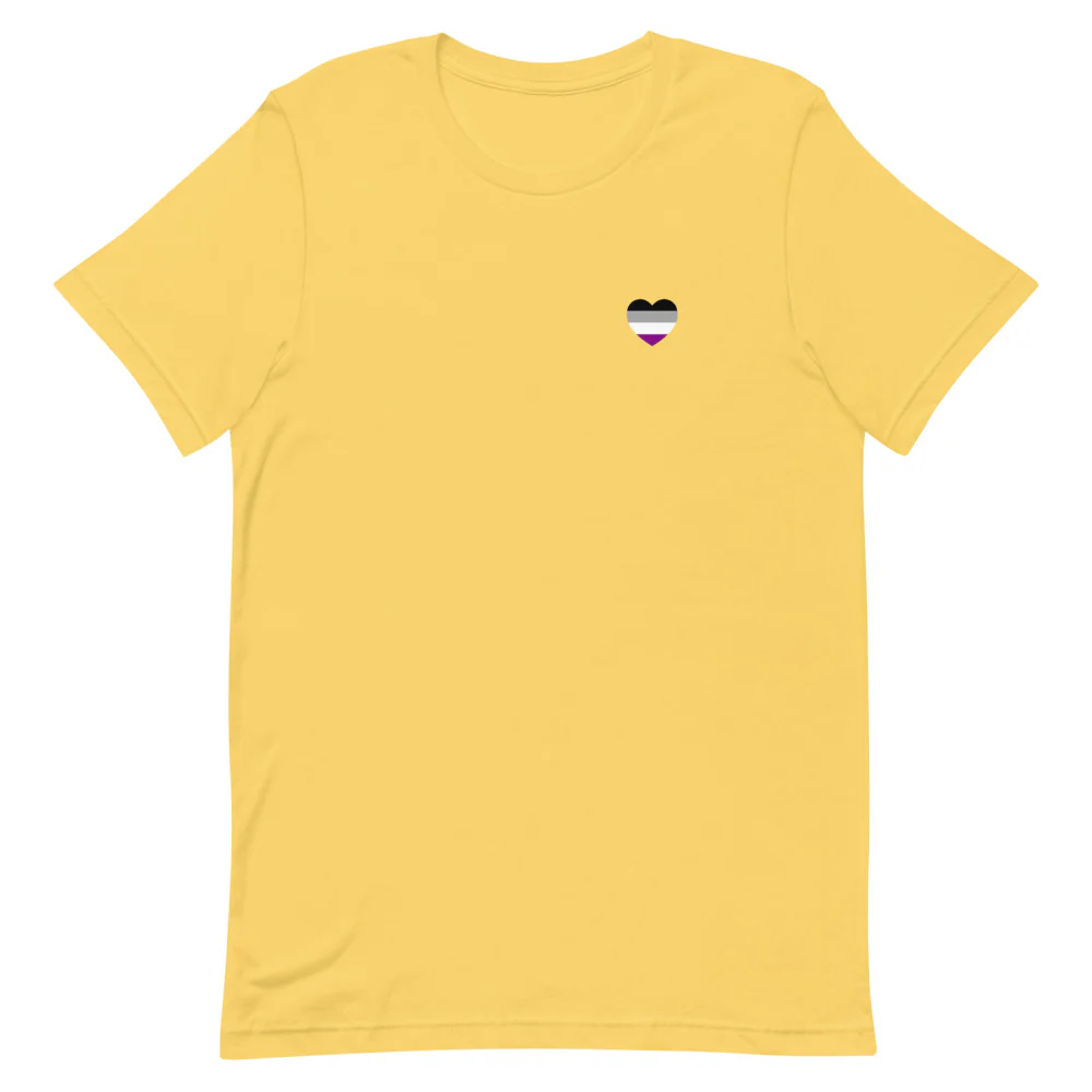 Asexual Pride Flag Small Heart T-Shirt - Image 9