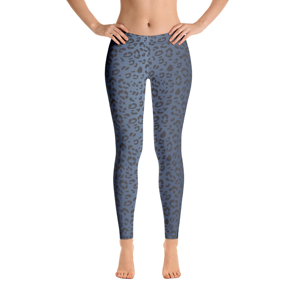 Asexual Pride Flash Blue Leopard Print Leggings - Image 6