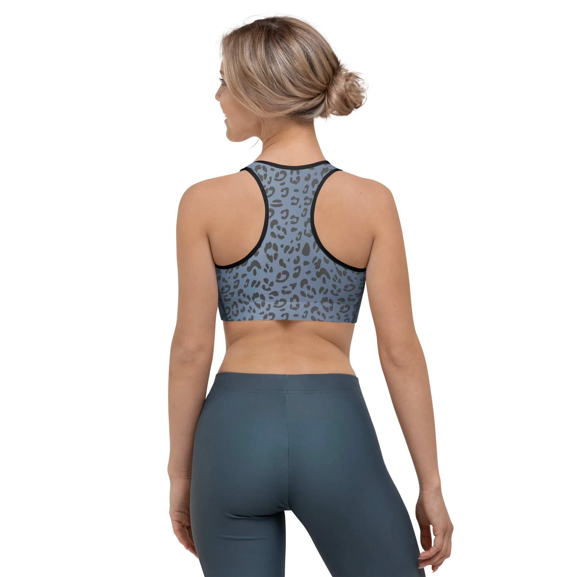 Asexual Pride Flash Blue Leopard Print Sports Bra - Image 9