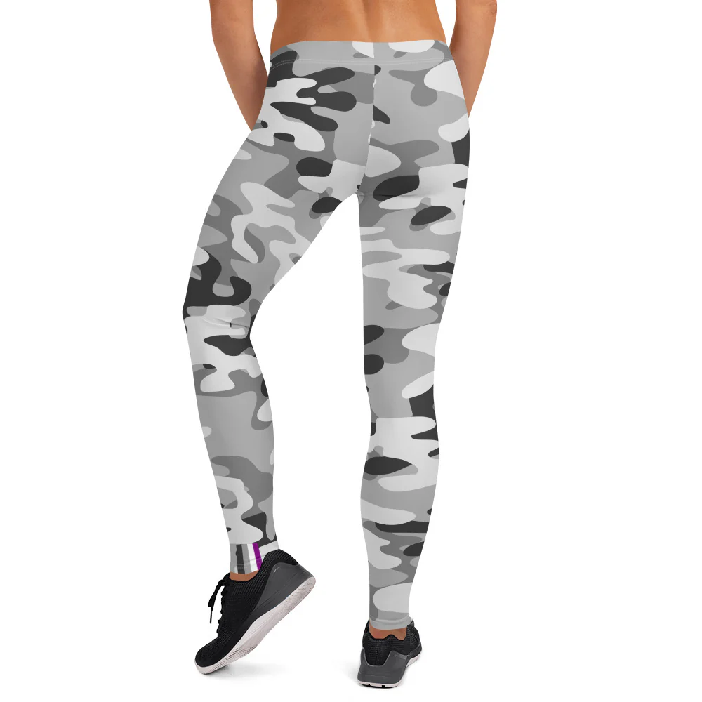 Asexual Pride Flash Grey Camo Leggings - Image 3