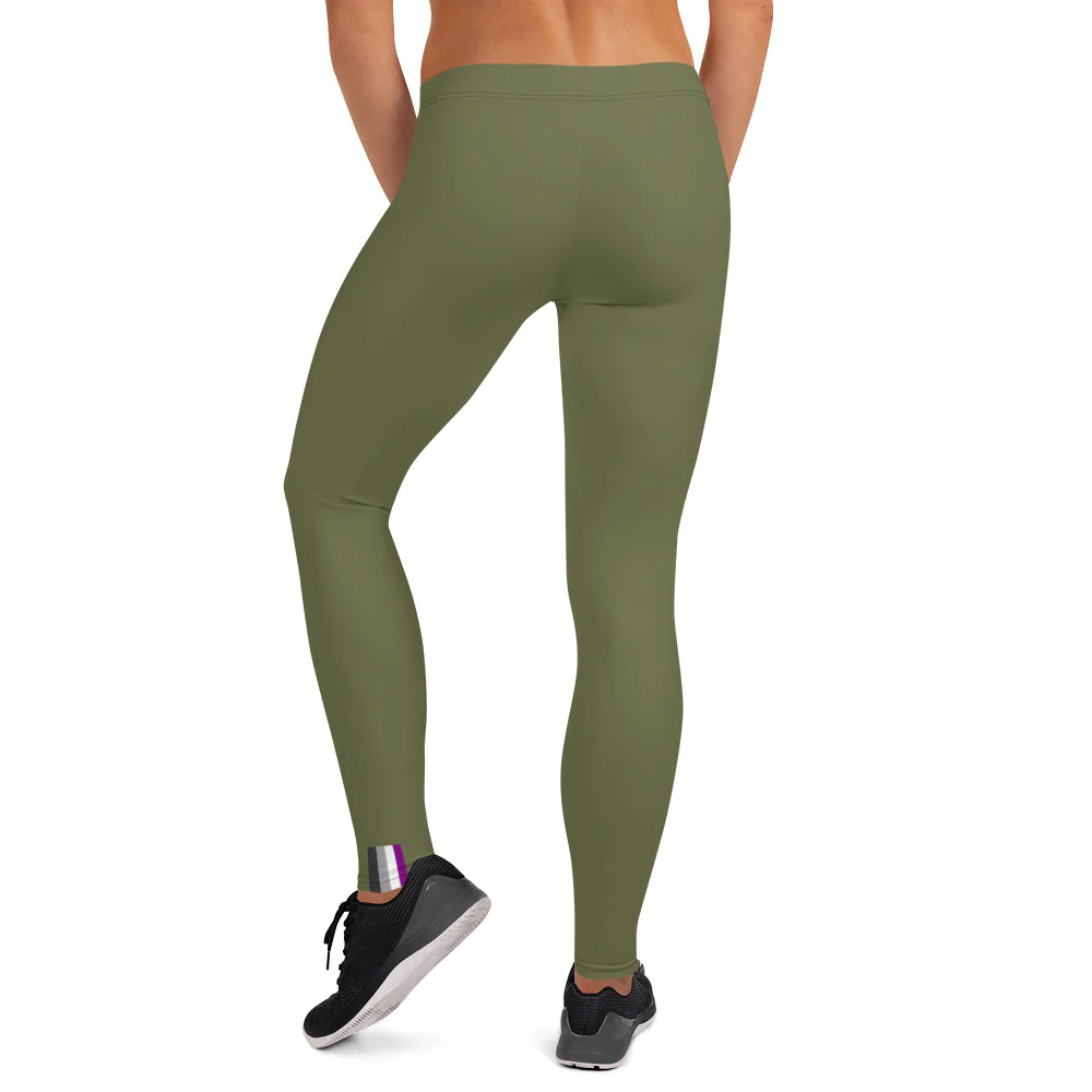 Asexual Pride Flash Olive Leggings - Image 3