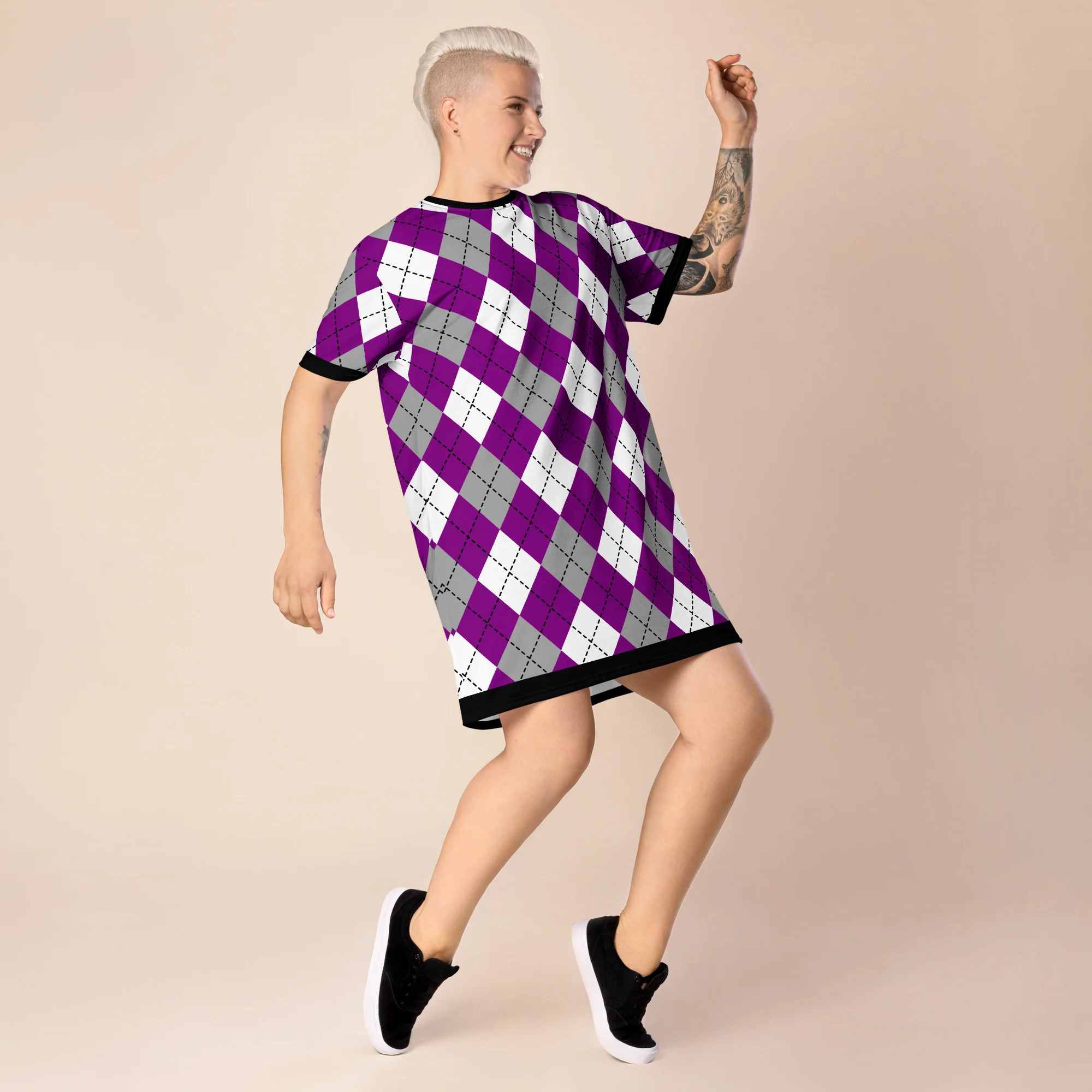 Asexual Tartan T-shirt Dress - Image 5