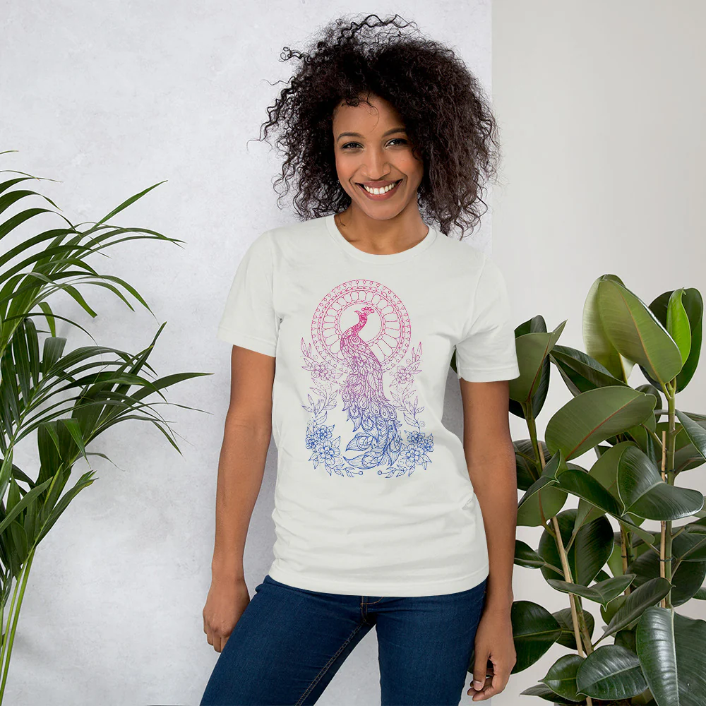 Bi Pride Peacock T-shirt - Image 3