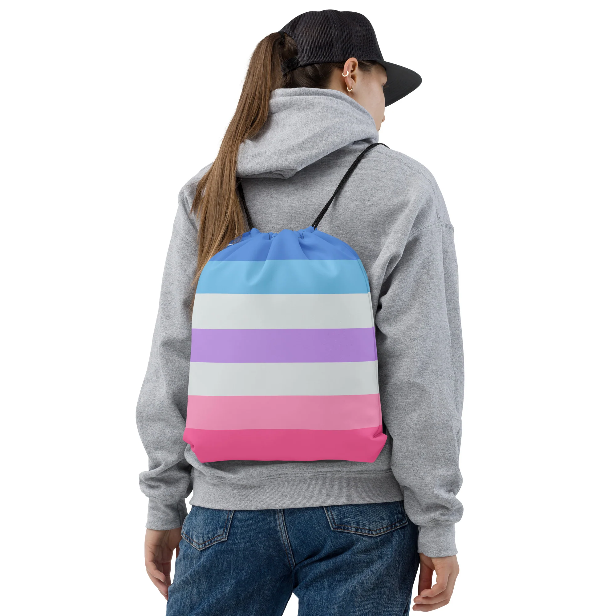 Bigender Pride Flag Drawstring Bag - Image 5