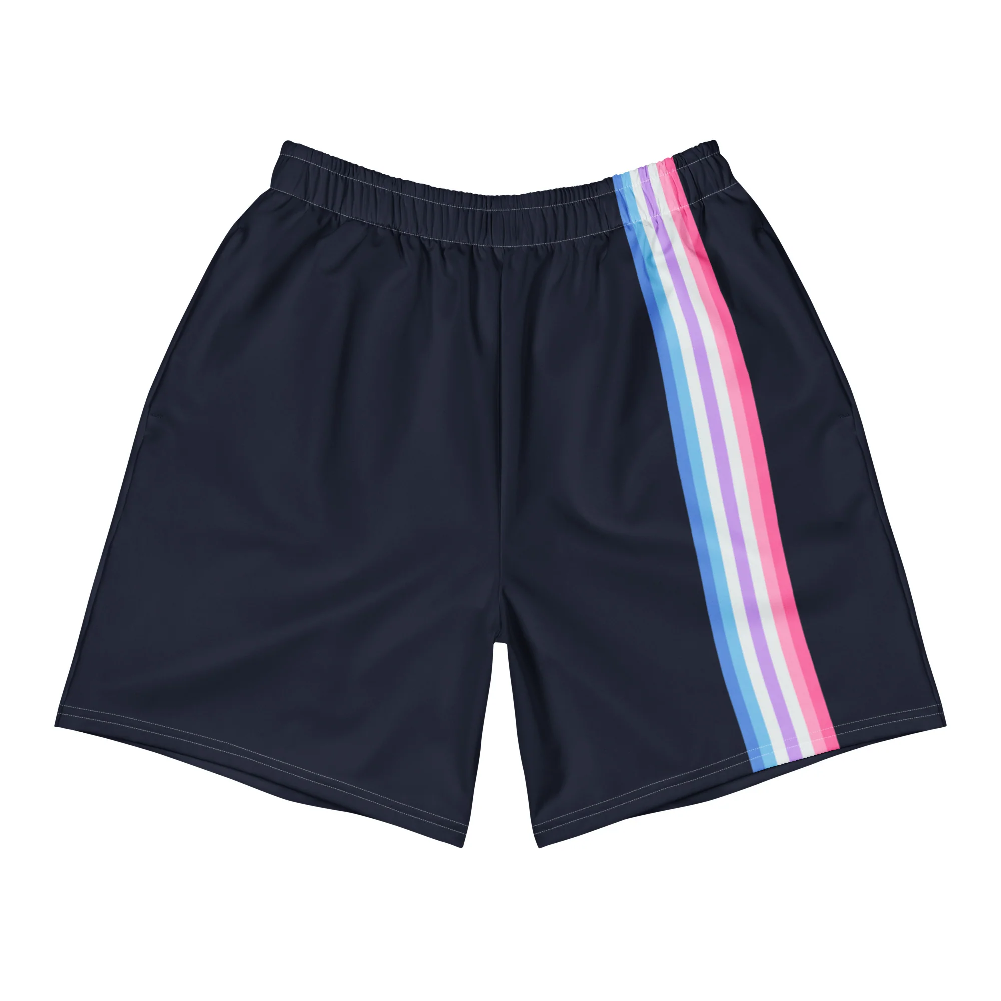 Bigender Pride Flag Stripe Blue Long Shorts - Image 8
