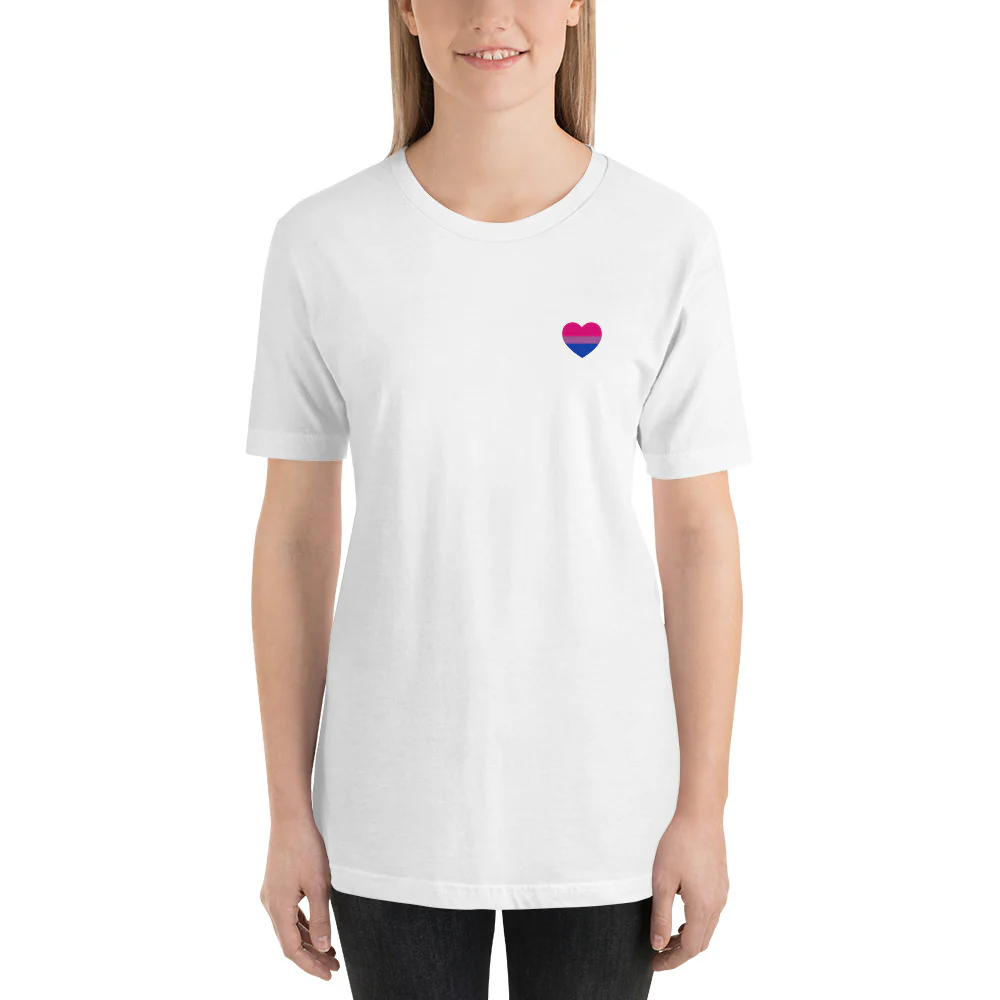 Bisexual Pride Flag Small Heart T-Shirt - Image 10