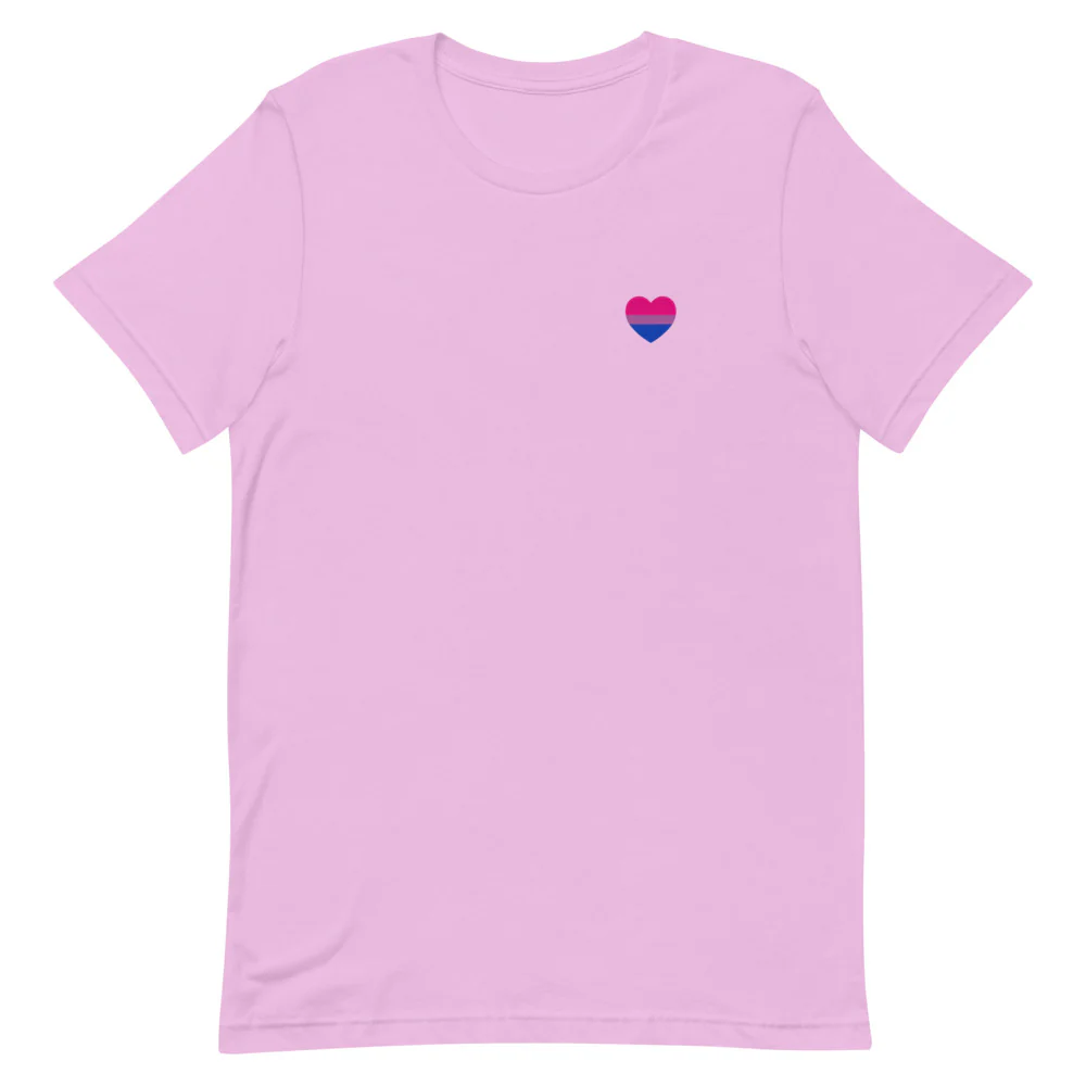 Bisexual Pride Flag Small Heart T-Shirt - Image 7