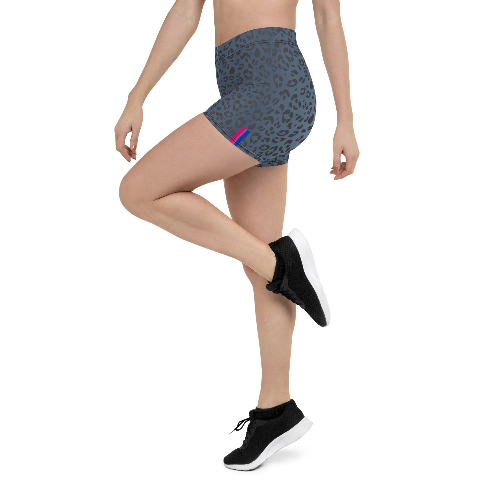 Bisexual Pride Flag Blue Leopard Print Legging Shorts - Image 10