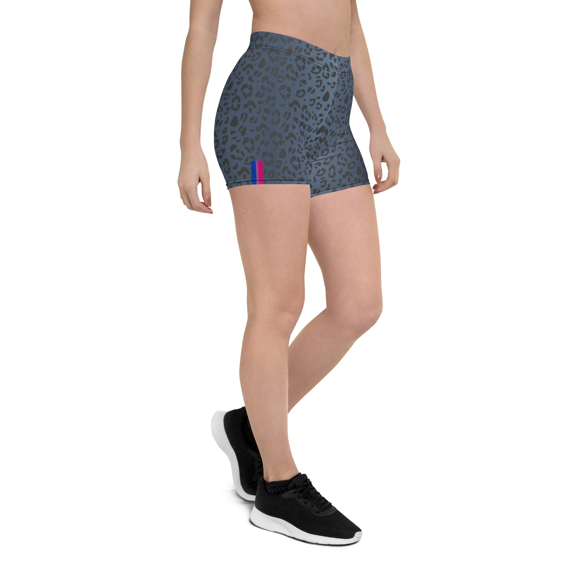 Bisexual Pride Flag Blue Leopard Print Legging Shorts - Image 11